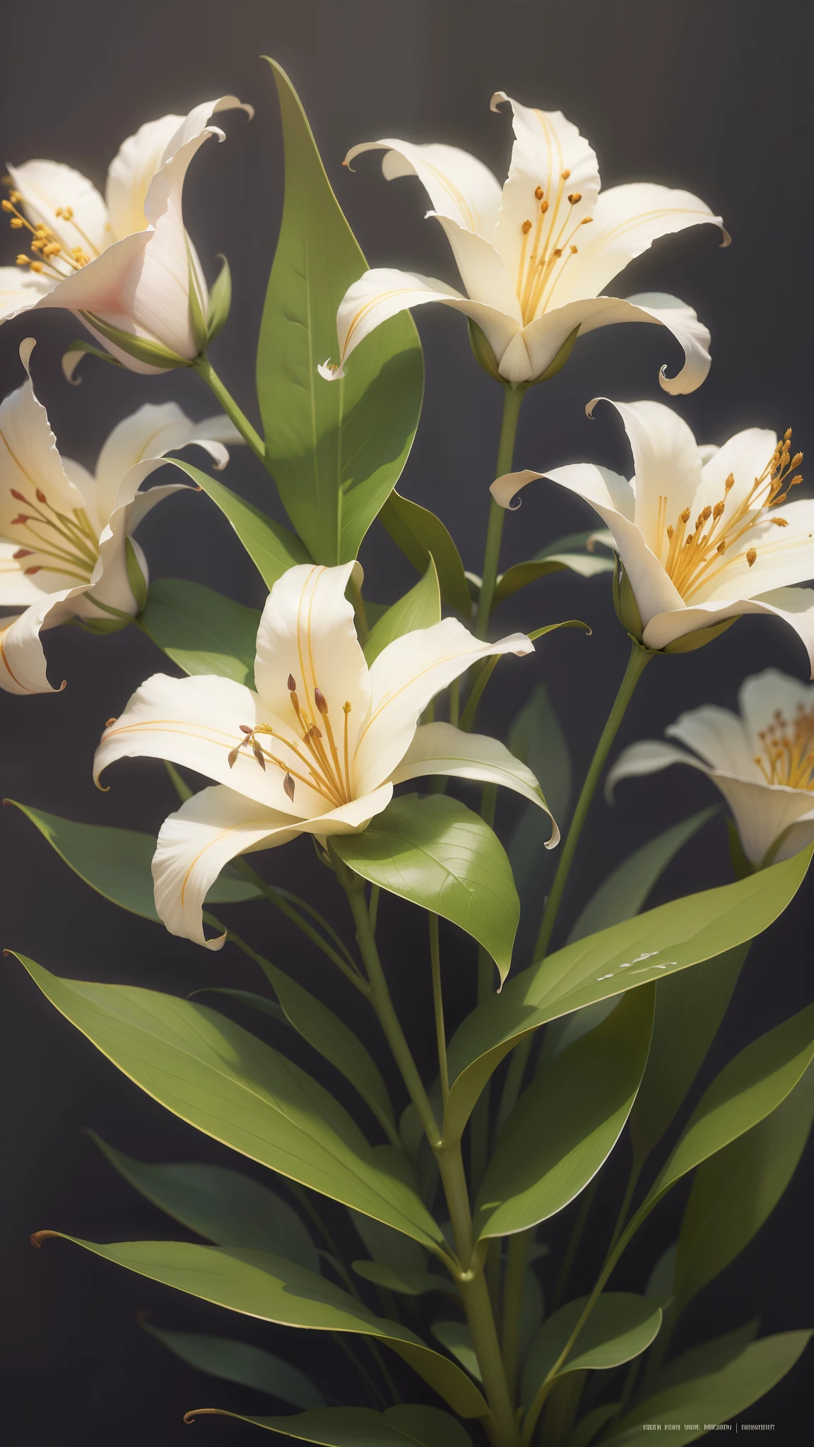 Three lily, three lily in tree,lily ,dark background,High resolution,high quality,blue Rose