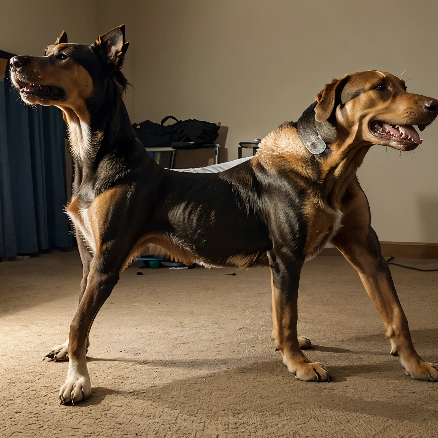 A dog combined with a spin body and a dinosaur 