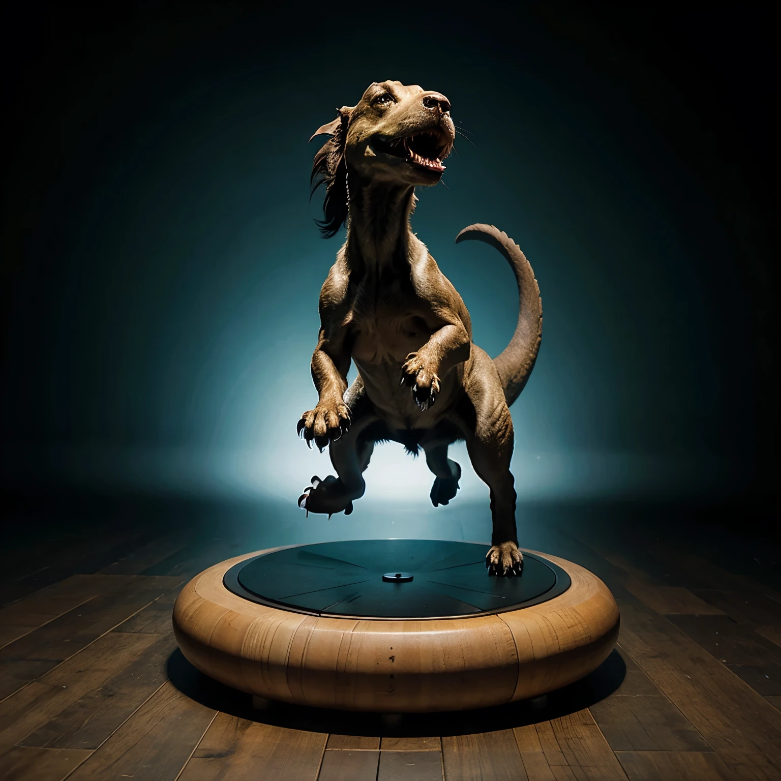 A dog combined with a spin body and a dinosaur