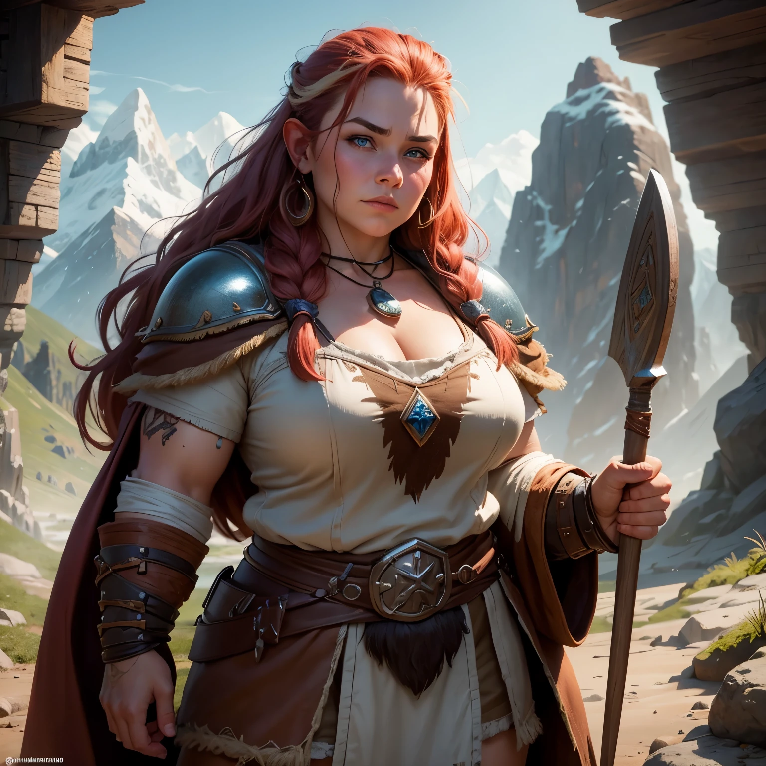 8k, masterpiece, best quality, realistic, higly detailed, cowboy shot, 1female, solo, mountain dwarf, 4'7ft, lightly tanned skin, silvery blue eyes, long red hair, dwarf, mountain, d&d, dnd, dungeons and dragons, barbarian, dwarf, mountain, d&d, dnd, dungeons and dragons, barbarian, dwarf, mountain, d&d, dnd, dungeons and dragons, barbarian, dwarf, mountain, d&d, dnd, dungeons and dragons, barbarian, 