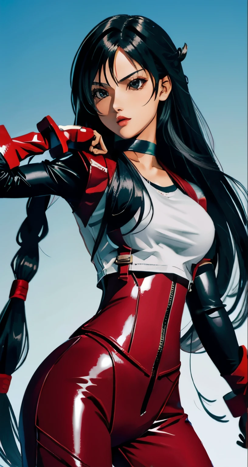 Filipina sexy girl with fair skin and long hair wolfcut wearing tifa lockhart's clothes