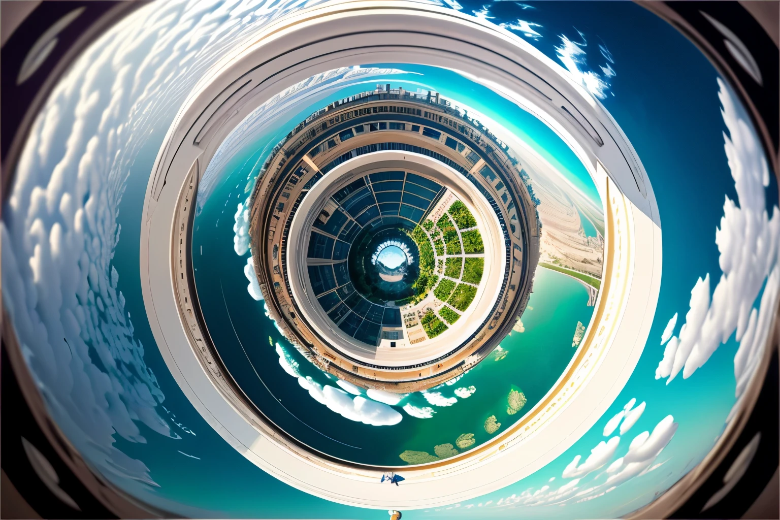 super from above, best quality, super fine, 16k, ultra-wide angle, fisheye lens, 360 degrees, empty plain, (magnificent view:1.7)