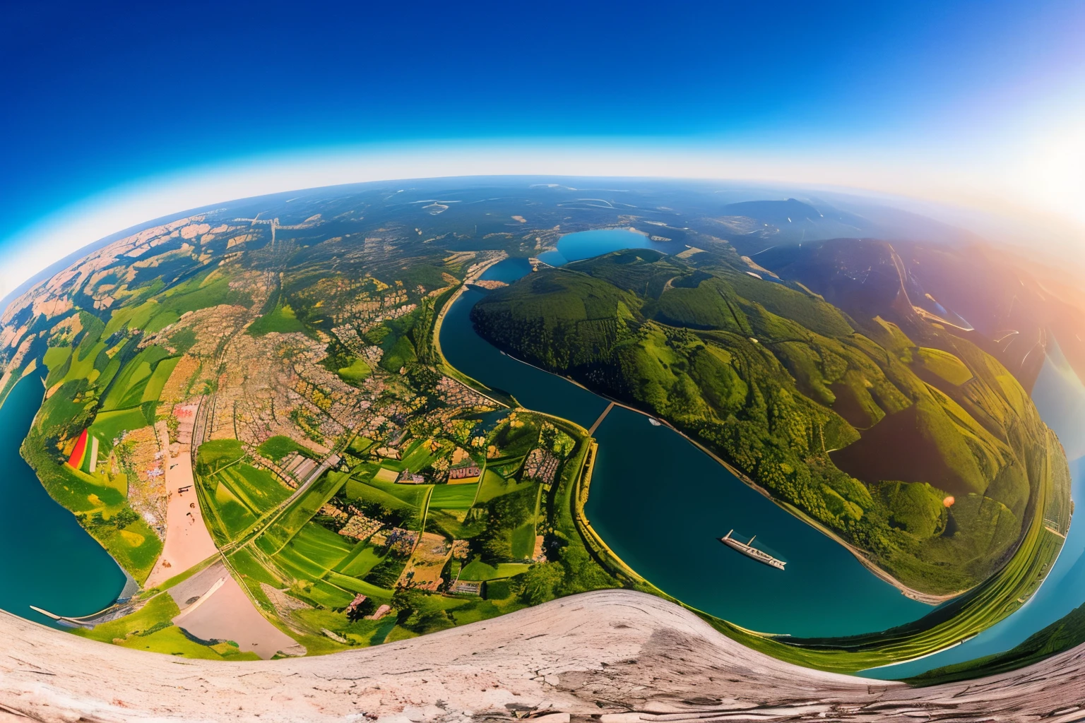 super from above, best quality, super fine, 16k, ultra-wide angle, fisheye lens, 360 degrees, empty plain, (magnificent view:1.7)