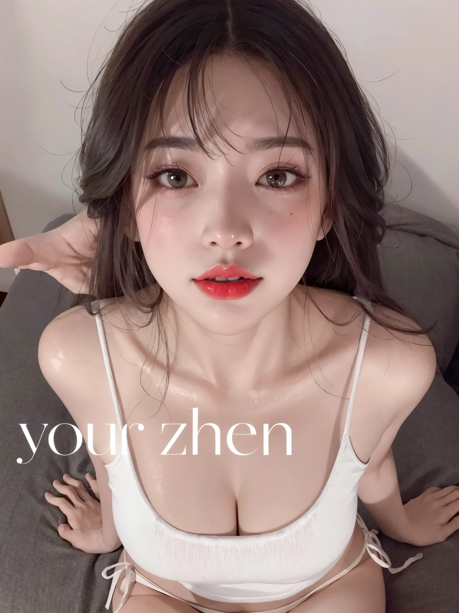 there is a woman in a white top and red lipstick, zmonzheng, Yin Zhen Chu, ulzzang, zhuoxinye, guweiz, zezhou chen, por Zeen Chin, 2263539546], 1285445247], estabas, Festival de fantasmas hambrientos