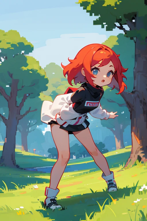 masterpiece , top quality , best quality , chibi character , pixel art , girl , full body ,