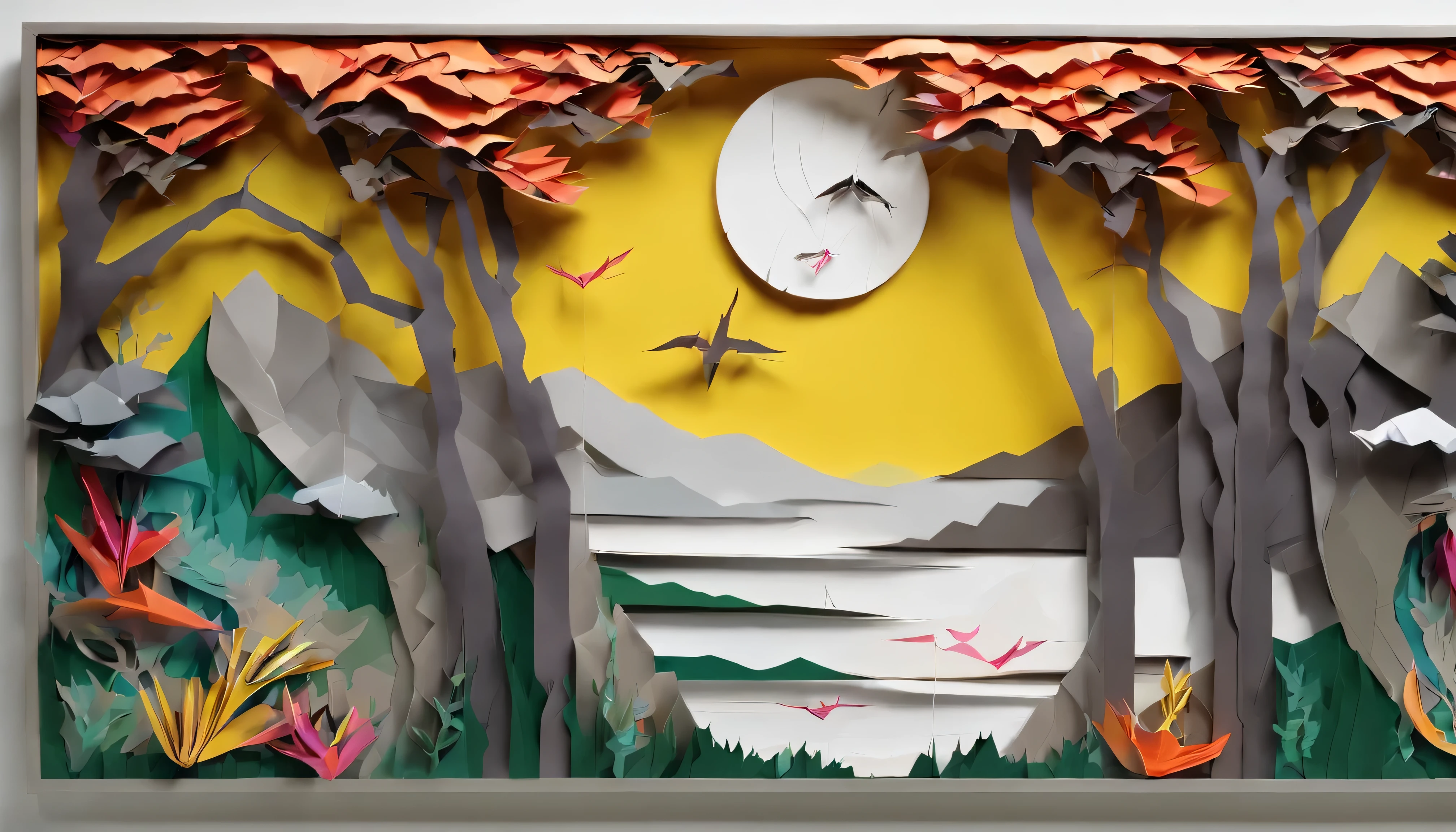 Design an image depicting an intense night storm scene over an ancient rainforest. The sky above is a canvas of chaotic beauty, with lightning bolts illuminating the dense canopy below. Each flash reveals the rich, wet leaves of towering trees and the intricate ecosystem that thrives under their shelter. The storm's fury is juxtaposed with the enduring calm of the forest, highlighting the timeless dance between nature's tempests and the tranquility of the ancient woodlands. Include the occasional glimpse of a waterfall or river, its waters surging in response to the downpour, adding to the scene's dynamic beauty.