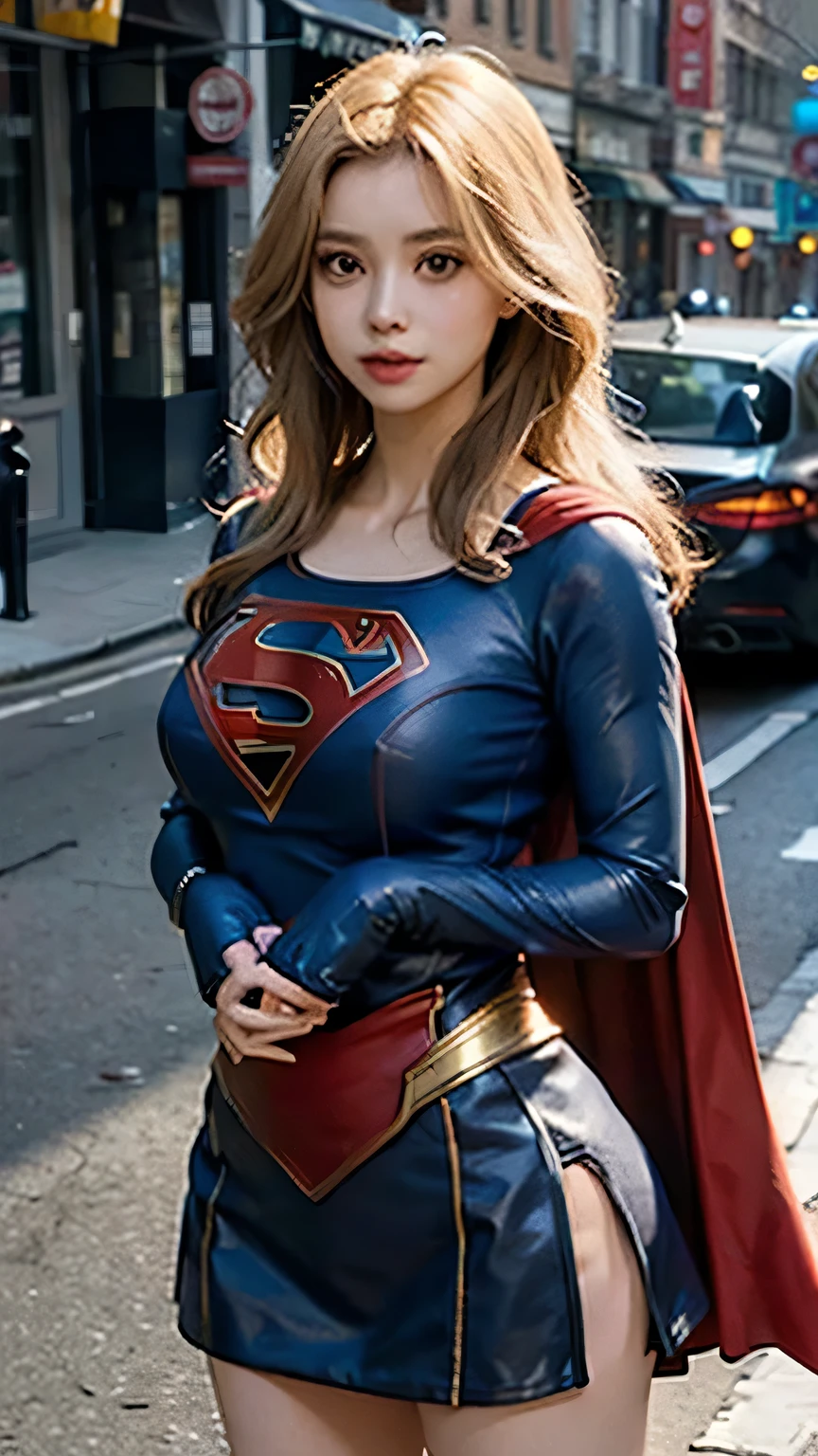 female body set big breasts, supergirl costume dress