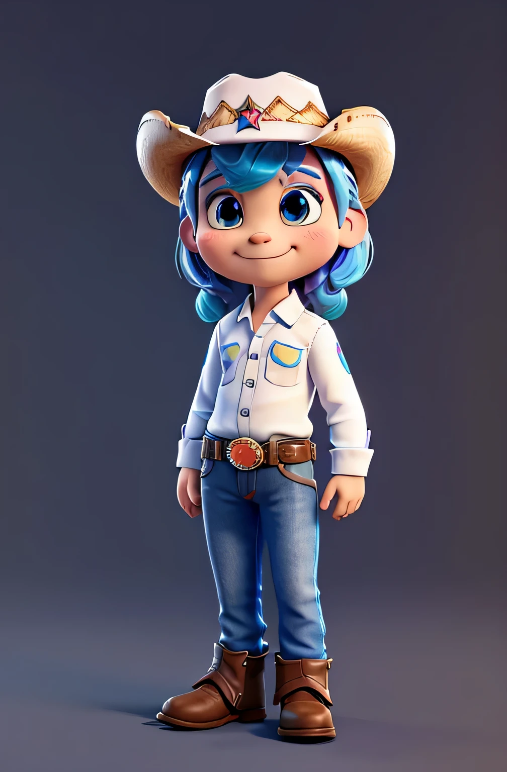 3d character, 3 d character, cartoon unicorn with blue hair and a black horn, (((wearing cowboy hat))) unicorn, white unicorn, unicorn from the tusk movie, blue unicorn, a unicorn, 3 d cavalo pet shop, unicorns, unicorn horn, bonitinho digital art, bonitinho 3 d render, bonitinho cartoon character, Chibi, bonitinho character, personagem toonix, anthropomorphic mare, my little Pony, bonitinho (((movimento)))