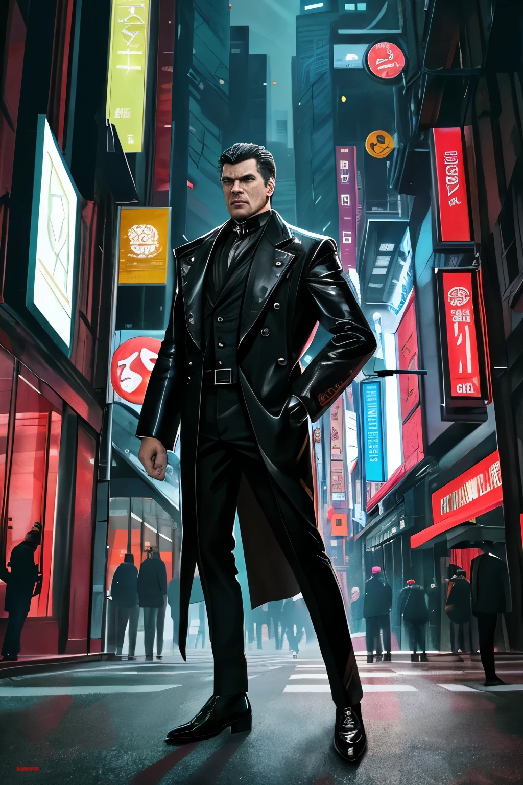 In the heart of a bustling cyberpunk metropolis, a futuristic time traveler, with an unusually pretentious and outrageous appearance, found himself accidentally getting into the frame of a photographer's shot. His frightened face was illuminated by the side, and the depth of field added a sense of mystery to the scene, capturing the dynamics of the moment.
The photographer, focused on his work, didn't notice the intruder in his shot. The time traveler's outfit was unlike anything the photographer had ever seen before: a combination of stylish neon colors and futuristic materials, giving him an otherworldly appearance.
The scene was set against a