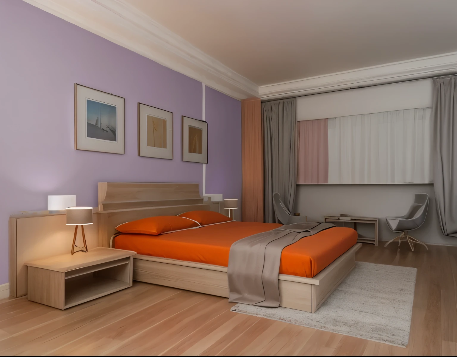 wall purple color, modern style