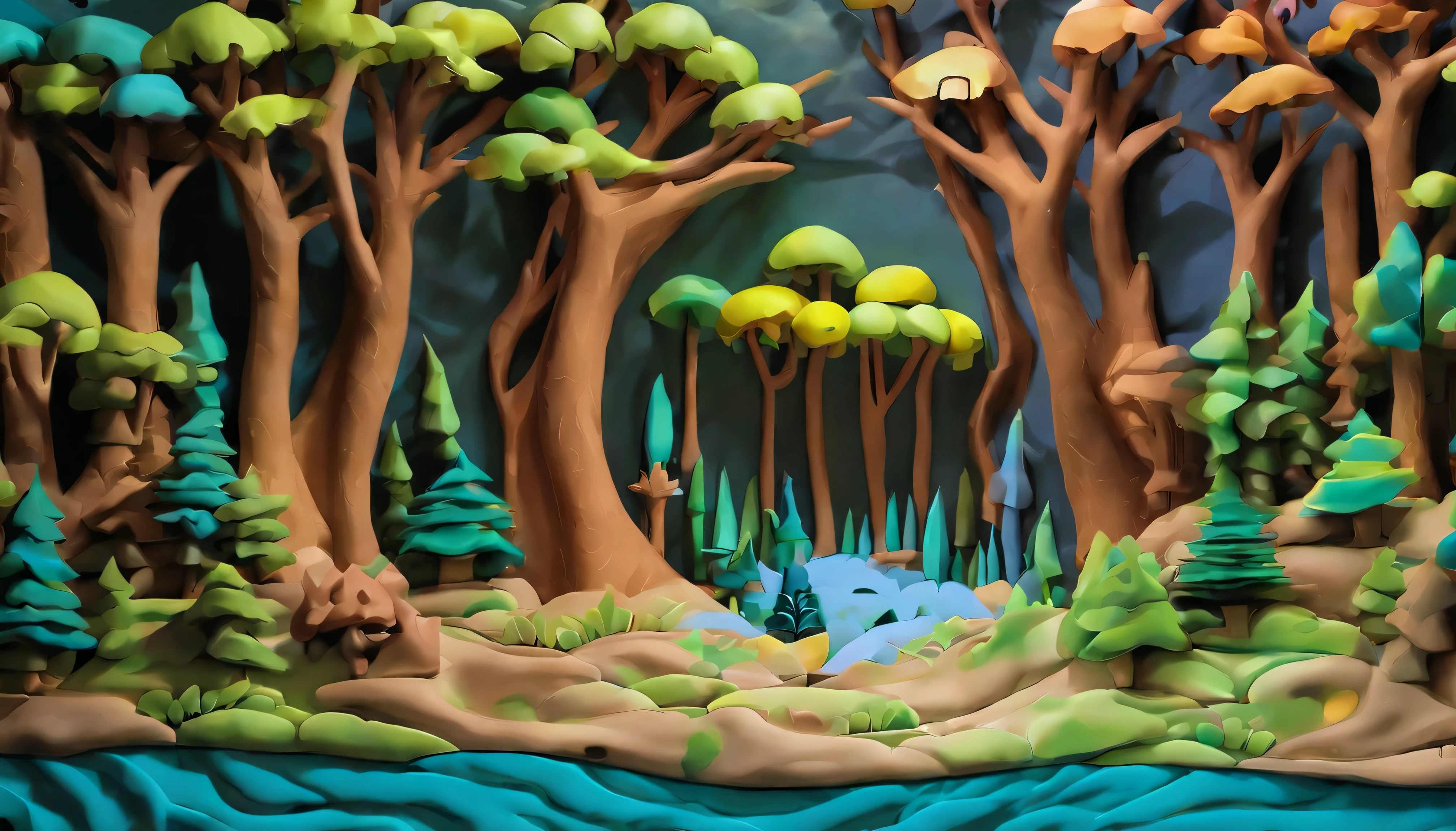 Design an image depicting an intense night storm scene over an ancient rainforest. The sky above is a canvas of chaotic beauty, with lightning bolts illuminating the dense canopy below. Each flash reveals the rich, wet leaves of towering trees and the intricate ecosystem that thrives under their shelter. The storm's fury is juxtaposed with the enduring calm of the forest, highlighting the timeless dance between nature's tempests and the tranquility of the ancient woodlands. Include the occasional glimpse of a waterfall or river, its waters surging in response to the downpour, adding to the scene's dynamic beauty.