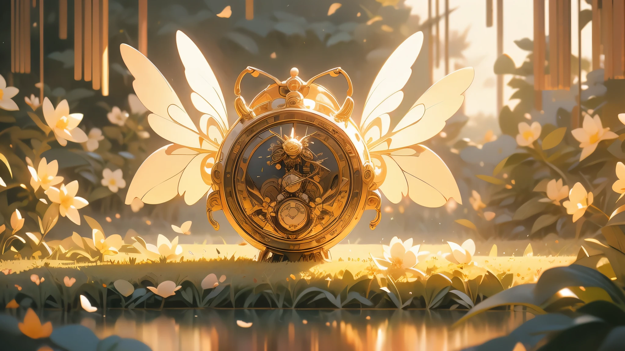 (best quality,highres,masterpiece:1.2),ultra-detailed,(realistic,photorealistic,photo-realistic:1.37),vivid colors,bokeh,HD,studio lighting,ultra-fine painting,sharp focus,physically-based rendering,professional,portraits,landscape A lovely field of flowers with vibrant colors and delicate petals is spread out before you. Each flower is meticulously crafted, with ultra-fine painting techniques capturing the intricate details of their unique shapes and textures. The field is bathed in the warm glow of golden sunlight, complementing the vivid colors of the blossoms. Steampunk robot bees, with their mechanical bodies adorned in artistic brass and copper, flit between the flowers. Their wings, reminiscent of delicate gears, move with precision and grace as they carry out their important task of pollination. Each bee is filled with intricate mechanical components, reflecting the attention to detail that characterizes steampunk aesthetics. As the bees interact with the flowers, you can see the delicate exchange of pollen, captured in ultra-detailed realism. The vibrant colors of the petals and the subtle textures of the pollen are represented with photorealistic precision, creating a visually stunning and immersive experience. Surrounding the field is a picturesque landscape that complements the natural beauty of the flowers. Rolling hills, covered in lush green grass, provide a gentle backdrop for the floral masterpiece. The scene is expertly lit, with studio lighting techniques that accentuate the depth and beauty of each element. This artwork captures the essence of both natural beauty and artistic vision, blending the vibrant colors and organic forms of the flowers with the captivating aesthetics of steampunk. The result is a stunning portrait of harmony between man-made creations and the wonders of nature.