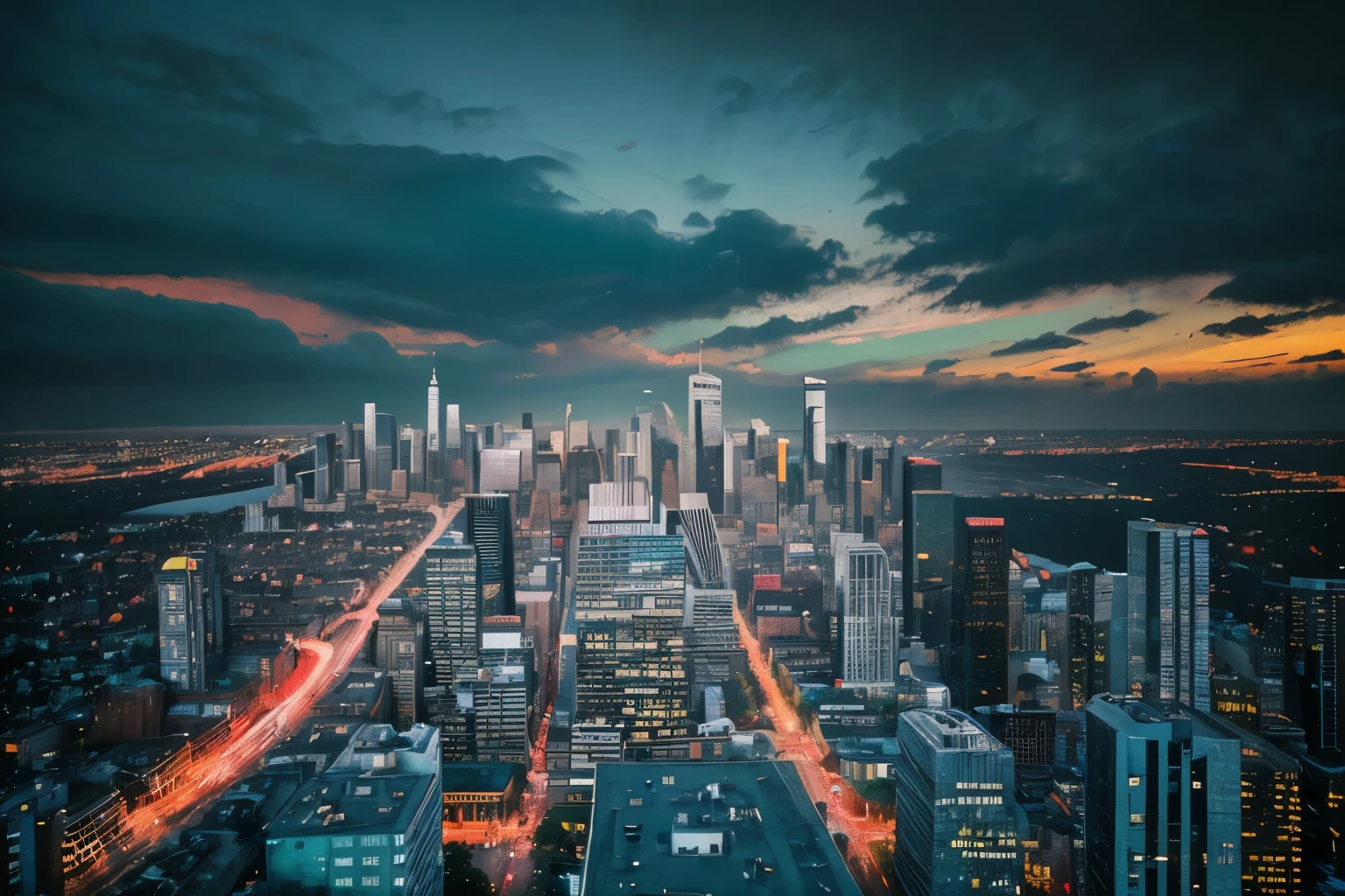 Cityscape Backgrounds: Bright and colorful urban scenes with city lights and buildings.