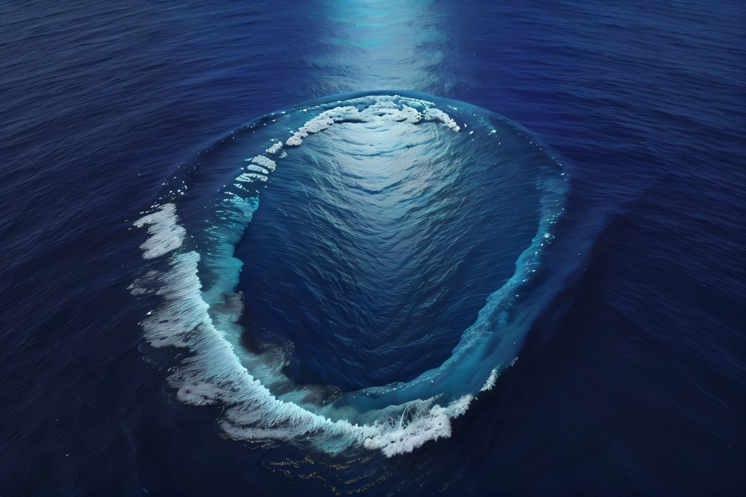 Ocean Background: Deep ocean blue with hints of other bright colors..