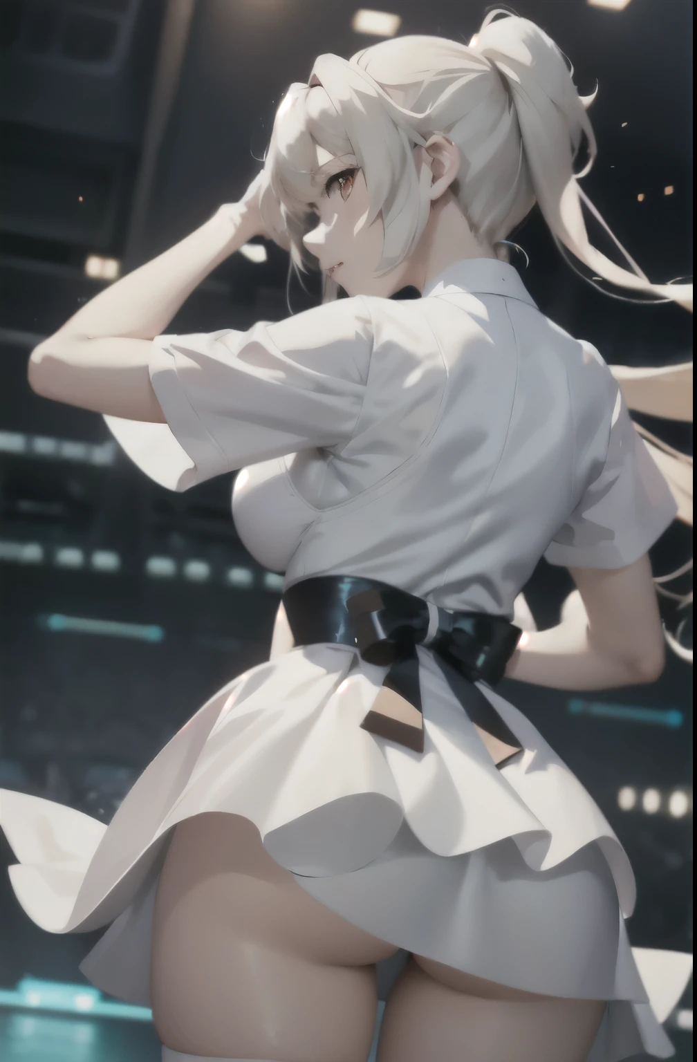Anime - style image of a woman in a short skirt and white shirt, small details. girl frontline, from girl frontline, azur lane style, trending on cgstation, Smooth anime CG art, Photorealistic anime girl rendering, detailed digital anime art, girl frontline cg, High-definition official artwork, girl frontline style, From the Azur Lane video game