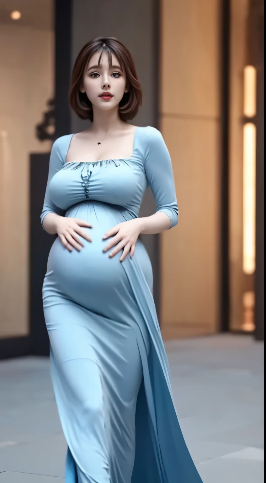 top Quority，Lots of detail，(huge pregnant), 40-weeks pregnant, overdue, pregnant twins, There is a woman in a random light dress posing for a photo，lunar themed attire，astral witch clothes，Fantasy costumes，Live girl cosplay，Beautiful celestial mage，inspired by Leng Mei，Bandeau dress，Popular on CGstation，celestial goddess，render of april，light blues，Fantastic medium portrait top light，light blue colored skin，amouranth，Fantasy dresses，Full body close-up