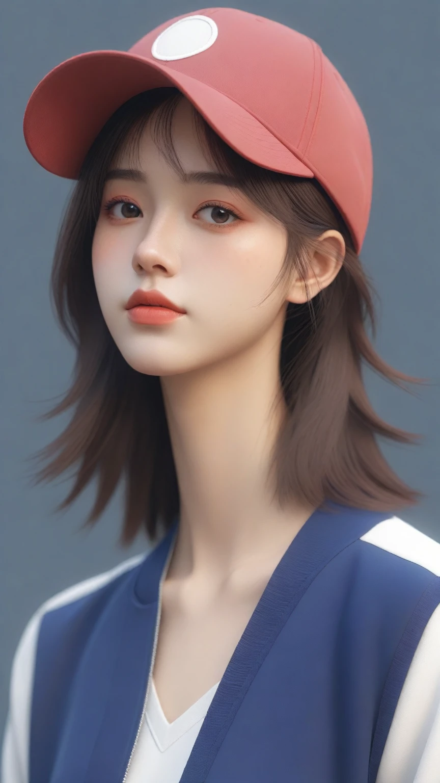 il y a une femme portant une casquette de baseball et un gilet, 🤤 portrait de fille, joli portrait, realistic painting of pretty girl, style anime 3D réaliste, art cg anime lisse, digital illustration of&#39;anime, beautiful digital illustration, portrait réaliste kawaii, beautiful work of&#39;Digital art, style artistique réaliste, oeuvre d&#39;art dans le style de guweiz, animated style. 8K, portrait, anime, fille