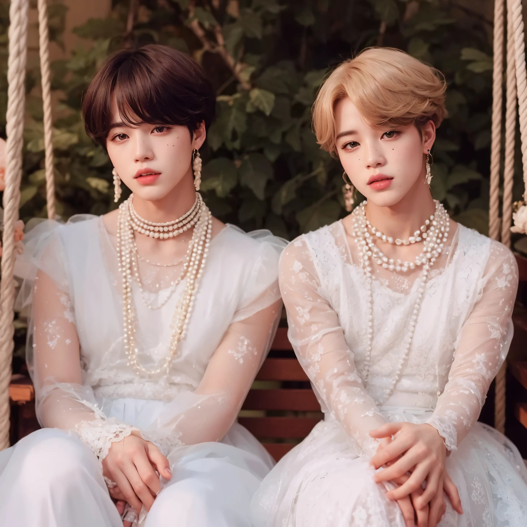 dos hombres con apariencia angelical, alta calidad, high lighting, jimin, park jimin, jimin de bts, doll skin, doll mouth, pecas
doll mouth, doll eyes, doll skin, freckles, high quality, blonde hair