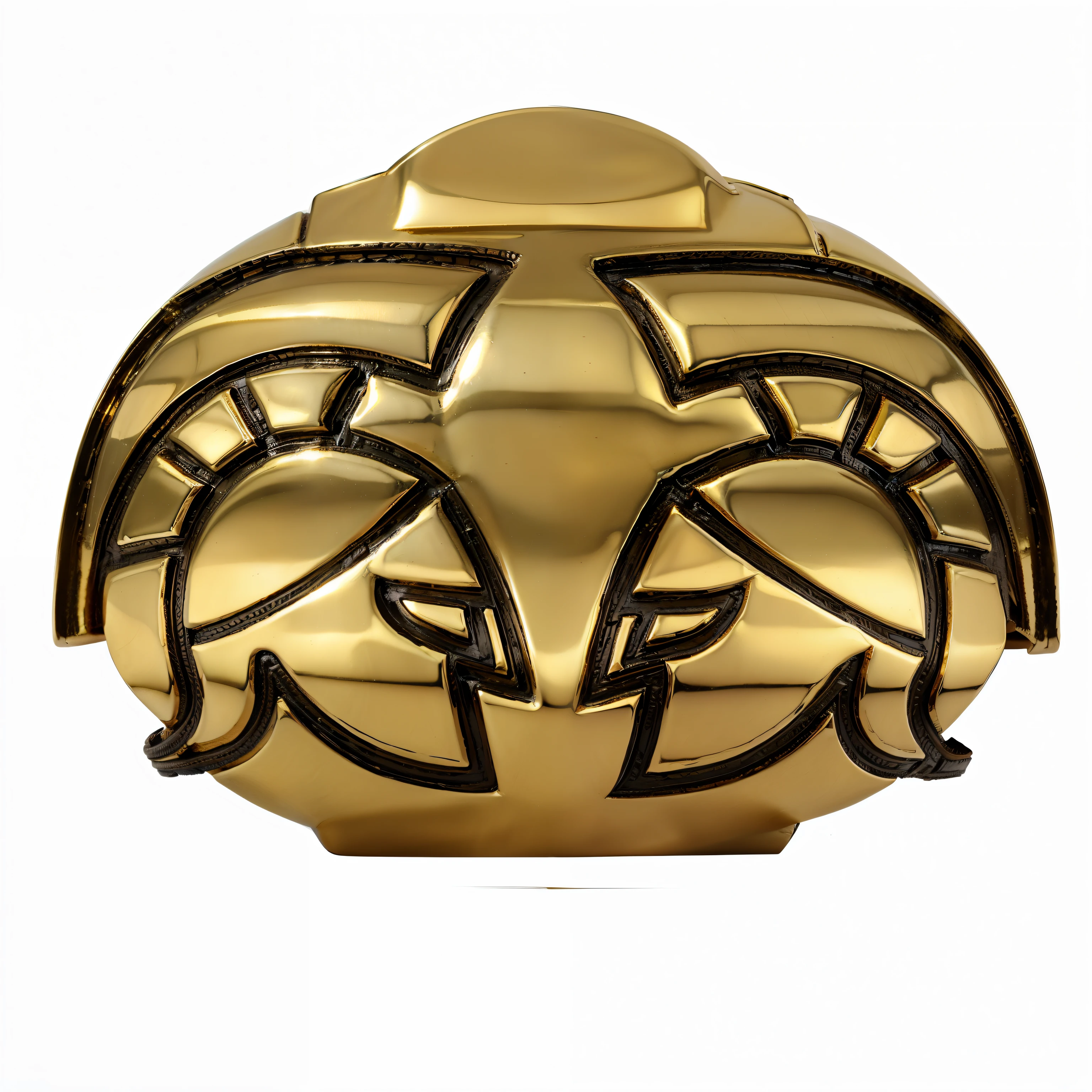 a close up of a realistic gold pro wrestling title face plate, 2k, 2 k, shield design, titan, medallion, realistic gold metal, full view, professional unique master piece, top view
