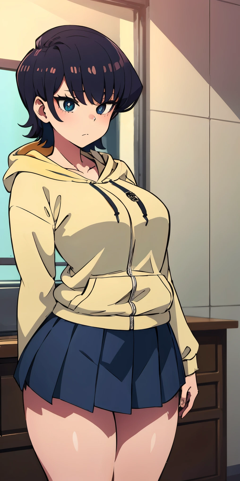 pixel-Komi-Shuuko, 1girl, solo, 
BREAK (school uniform, hoodie, bow, skirt:1.2)
BREAK (dynamic angle), closed mouth,
BREAK ((detailed background)),((indoors)), 
BREAK ((anime girl)), best quality, expressive eyes, perfect face, (masterpiece), best quality, expressive eyes, perfect face, ((best quality)), ((ultra-detailed)), ((an extremely delicate and beautiful)), perfect eyes, perfect body, ((details pupils)), ((detailed pupils)), ((synmetry eyes)), beautiful eyes, ((thick thighs)), shiny skin, soft skin, ((synmetry body)), ((perfect body)), 