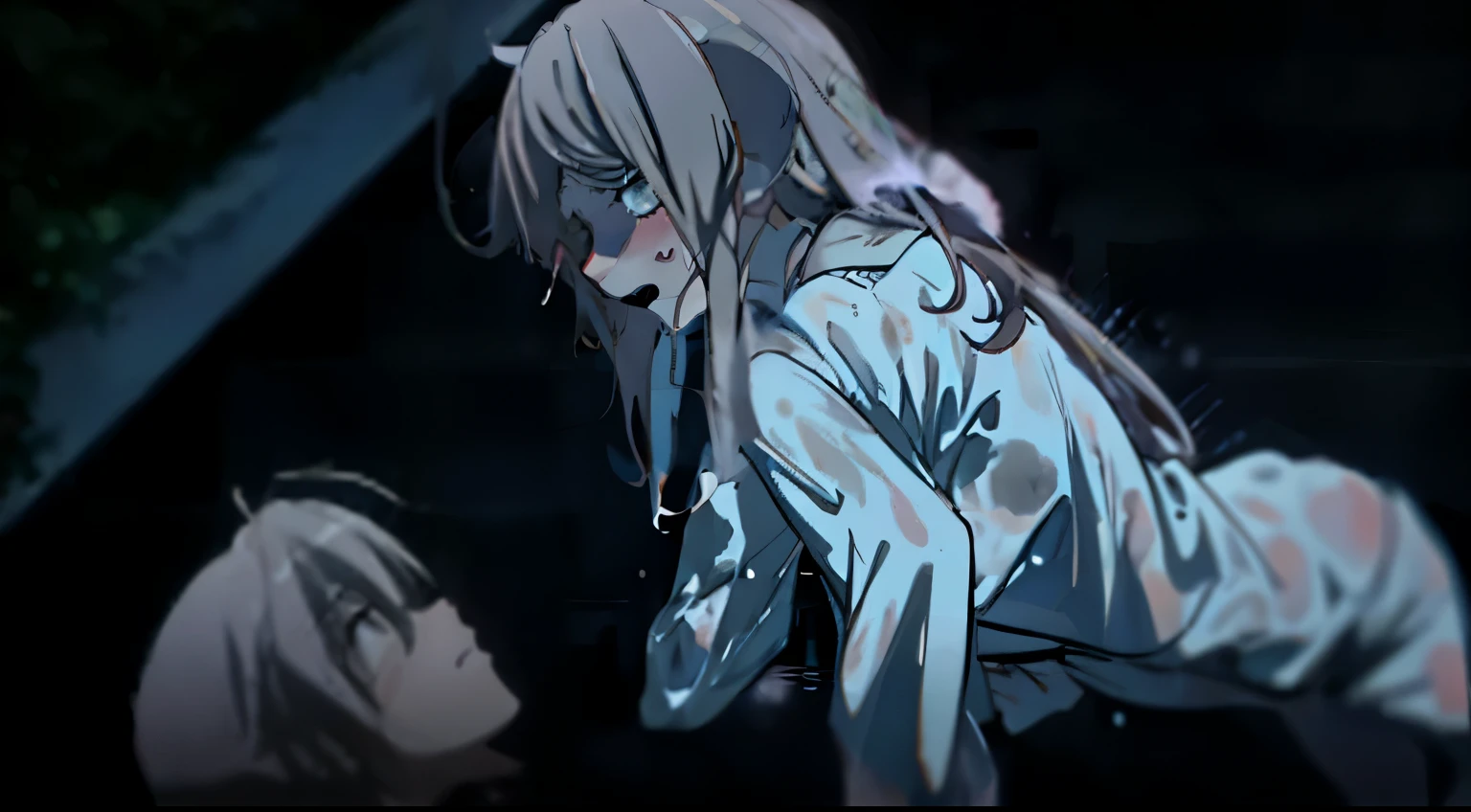 wall bang,Flushed,Breathing heavily,panting,sweat,sweat,Shameful expression,blush,blush,(In the entrance),(In the entrance),white pajamas,soaked clothes,Sweating profusely,disheveled,disheveled,