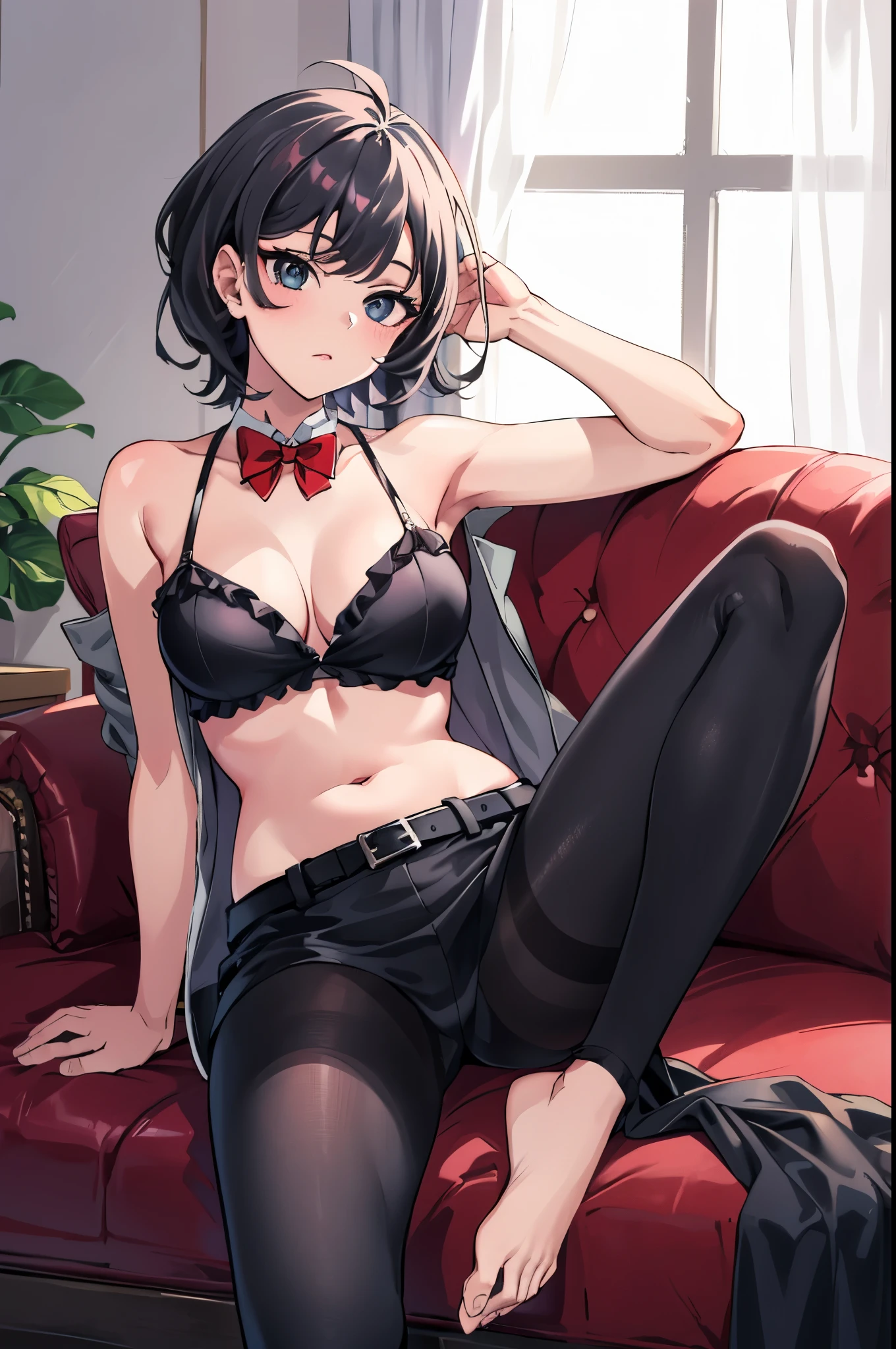 pixel-Komi-Shuuko, 1girl, solo, ((black hair:1.5))
BREAK (red bowtie black shirt grey jacket grey dress black skirt black belt frills black pantyhose:1.2)
BREAK ((anime girl)), best quality, expressive eyes, perfect face, (masterpiece), best quality, expressive eyes, perfect face, ((best quality)), ((ultra-detailed)), ((an extremely delicate and beautiful)), perfect eyes, perfect body, ((details pupils)), ((detailed pupils)), ((synmetry eyes)), beautiful eyes, ((thick thighs)), shiny skin, soft skin, ((synmetry body)), ((perfect body)), 