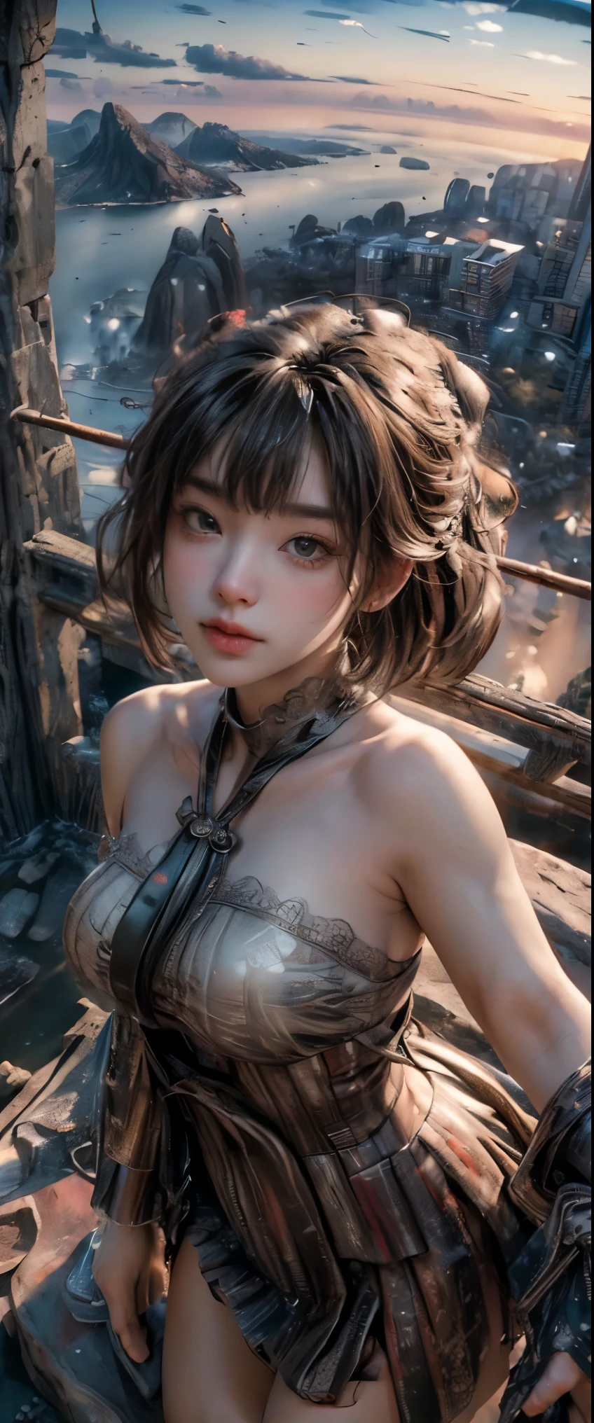 asian woman, (to8contrast style), (Close-up portrait), open mouth, 8k RAW photo, highest quality, detailed hazel eyes, eye reflection, winged eyeliner, (looking at the viewer:1.3), best shadow, intricate details, interior, (bold hair:1.3), muted colors, high contrast style, glam shot, smoldering, (sultry:1.1), dof, bokeh, intense, languid, tempting, sensual, seductive, longing, yearning, smitten, dark photography studio, minimal lighting, deep shadows, stark contrasts, dramatic highlights, (black backdrop:1.2), dimples, fullness, plumpness, natural blue lips, bold color, alluring, captivating, striking, unforgettable, stunning, breath-taking, timeless beauty. (bare shoulders:1.2), headshot