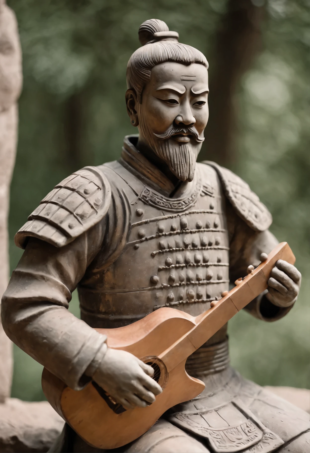 Terracotta warrior holding guitar