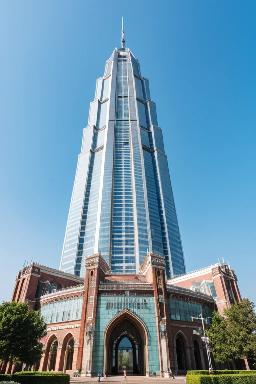 ((best quality)), ((masterpiece)), (detailed),Landmark tower photographed with super wide angle