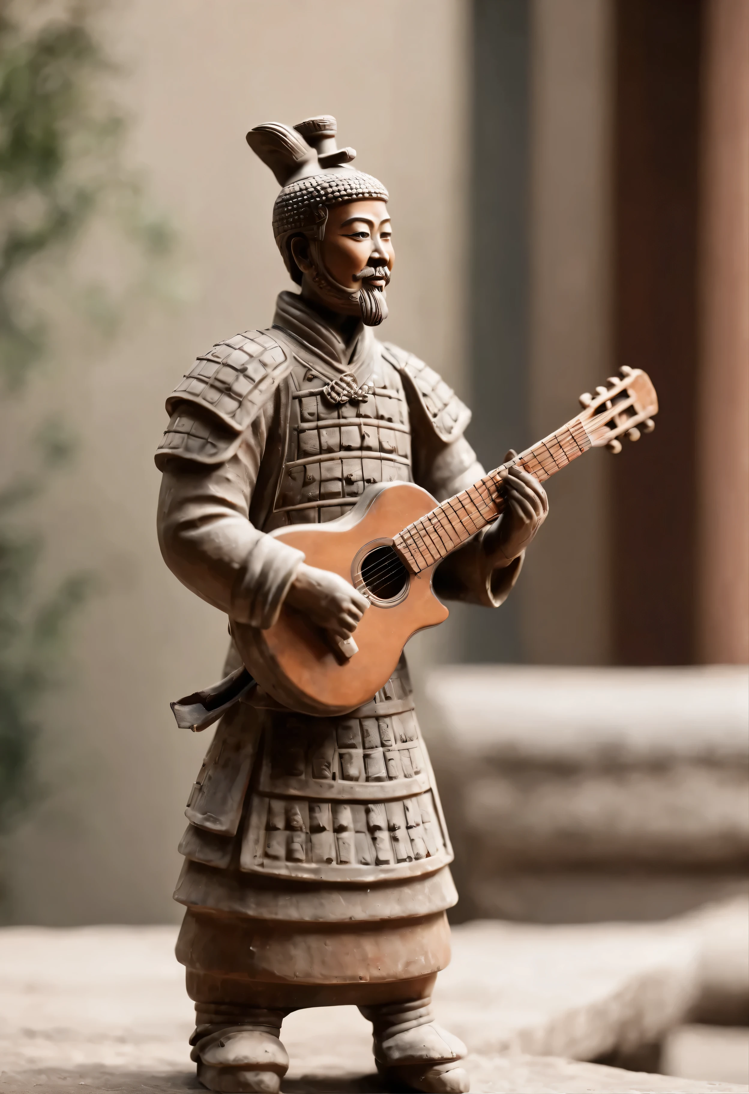 Terracotta warrior holding guitar