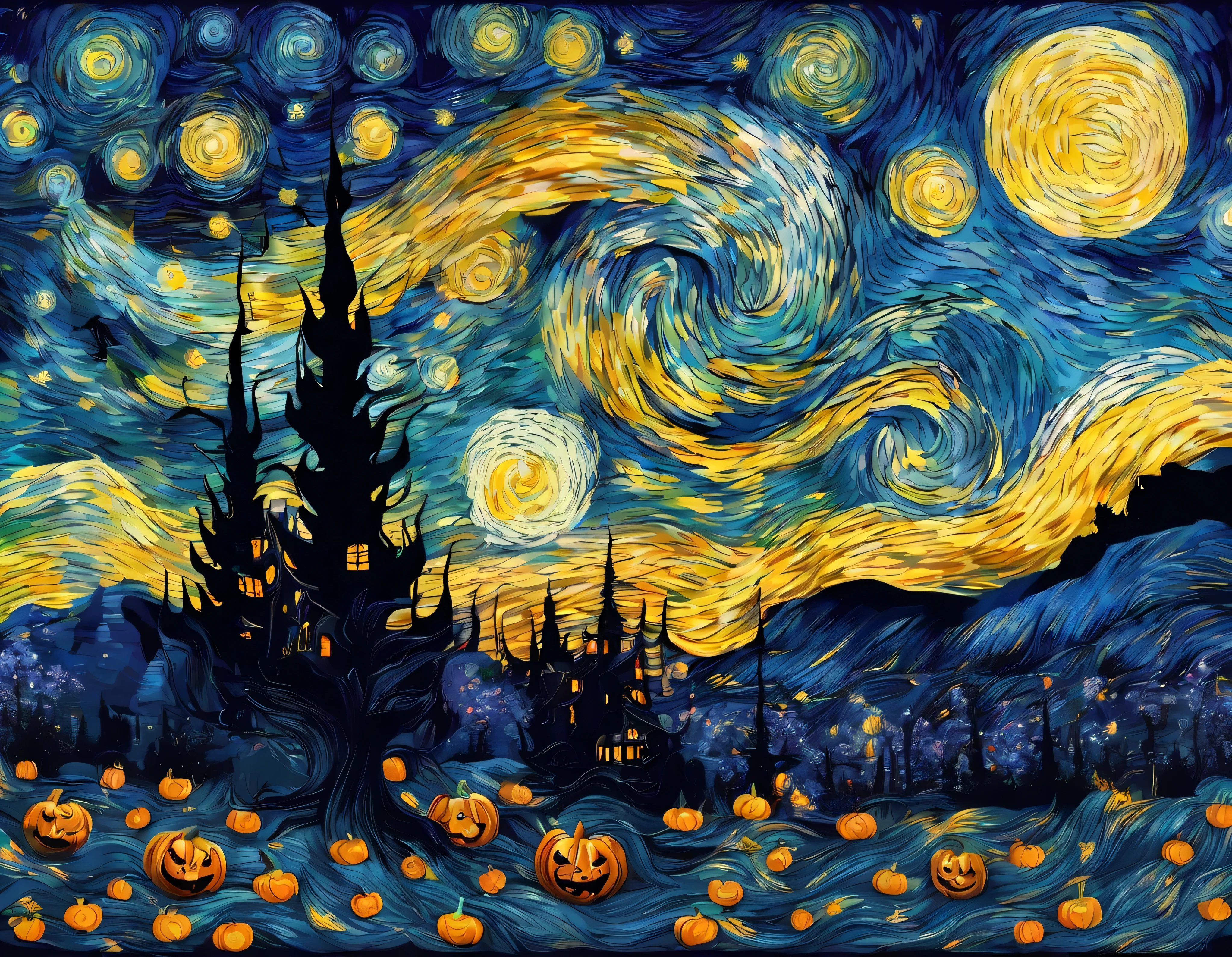 Halloween com Van Gogh Starry Night FusionHalloween com Van Gogh Starry Night Fusion
