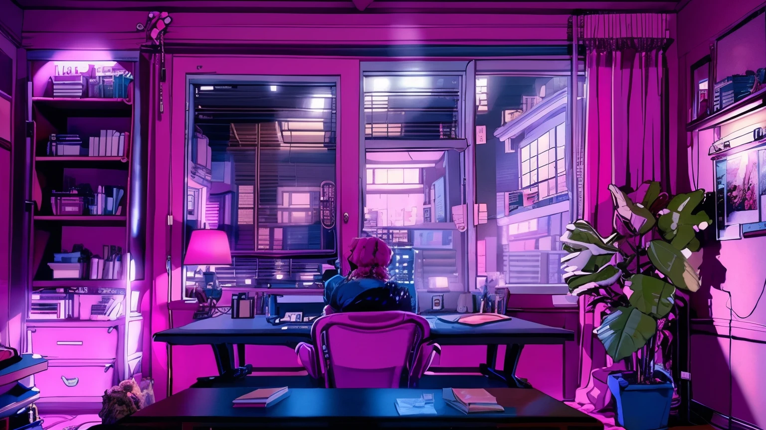 Girls are traders, pink theme, style anime, computer, living room, in the computer screen is chart stock night light , (very detailed:1.2), (warm light:1.2), table top, surreal,32k, very detailed CG Unity 8K 壁紙, highest quality  (table top,highest quality:1.5)