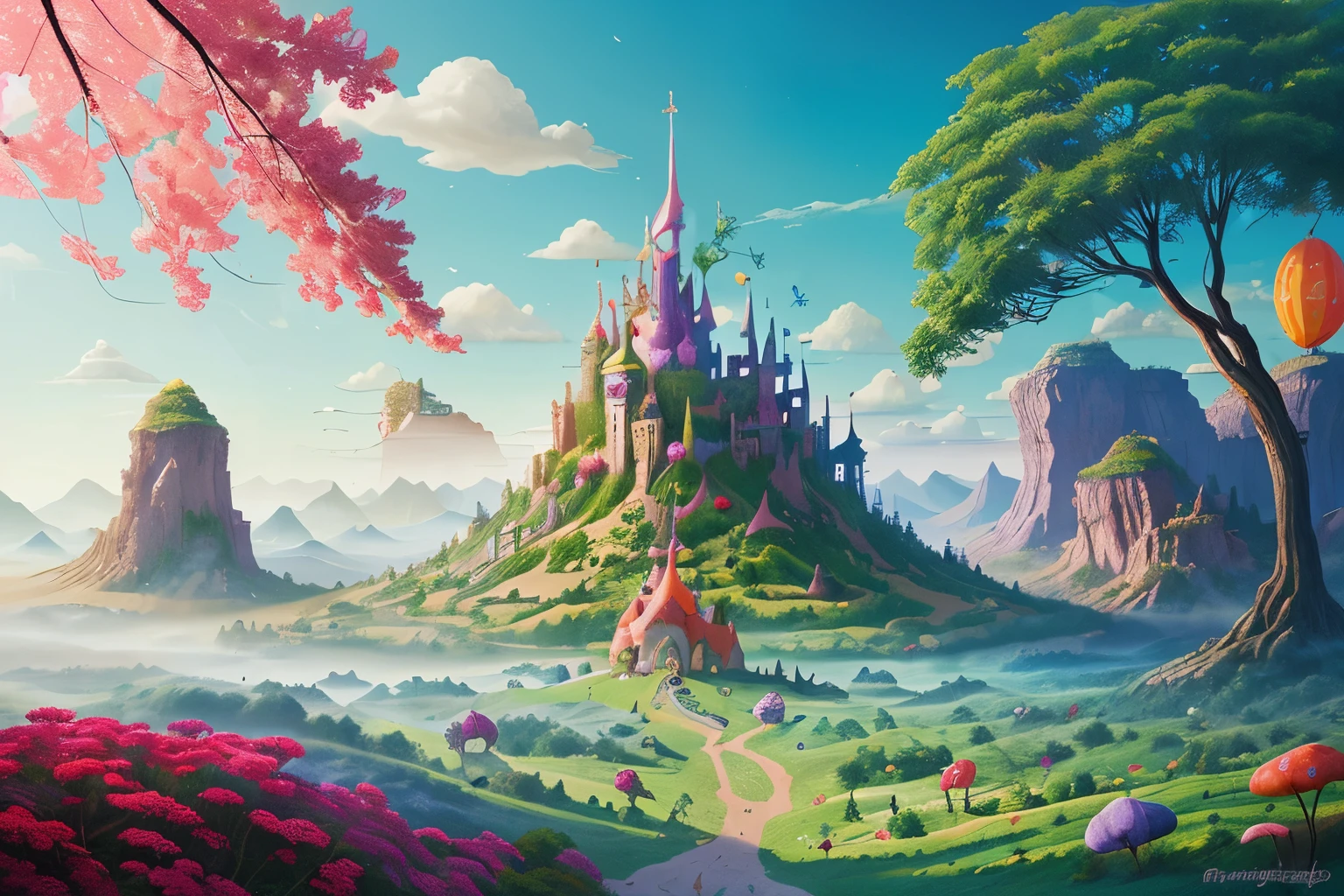 Whimsical Backgrounds: Playful and colorful scenes with fantasy elements.