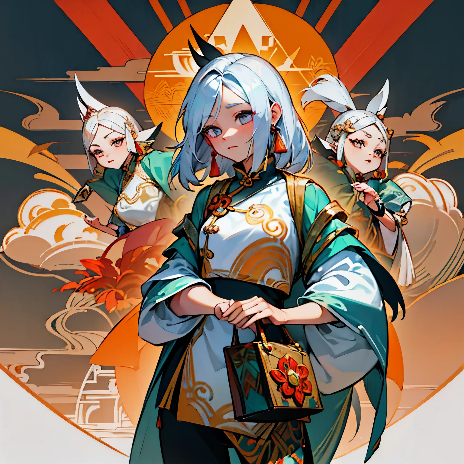 Designing a female character that embodies INTP traits and blends Indonesian cultural heritage with a modern aesthetic requires a thoughtful approach. Let's create such a character, highlighting her personality and the incorporation of Indonesian elements in her design.
### Name: Sari Nirmala
### Design Elements:
#### Indonesian Elements:
1. **Outfit:**
- **Top:** A modern, fitted blouse that features a batik pattern, specifically designed with motifs that are a subtle nod to the "Kawung" design, which is one of the oldest batik motifs in Indonesia, symbolizing hope and fertility. The blouse is tailored to suit a contemporary aesthetic while reflecting traditional art.
- **Bottom:** Skinny jeans, but with a twist - there’s a batik trim along the sides. This strikes a balance between the traditional Indonesian art form and global fashion trends. The batik trim could feature the "Parang" motif, once reserved for Javanese royals, symbolizing power and grace.
2. **Accessories:**
- **Jewelry:** Modern minimalist jewelry inspired by Indonesian *Wayang* figures. A pair of silver earrings shaped like the *Gunungan* (the mountain-shaped symbol used in Wayang to signify the beginning and end of a performance), representing life’s cycles and the multidimensional layers of the universe.
- **Bag:** A chic tote bag with a bold, abstract interpretation of traditional Indonesian fabrics, blending colors and patterns like those found in *Tenun Ikat