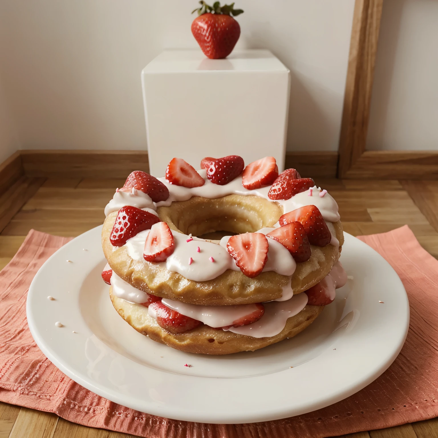Milky Donut with Bavarian and strawberry filling