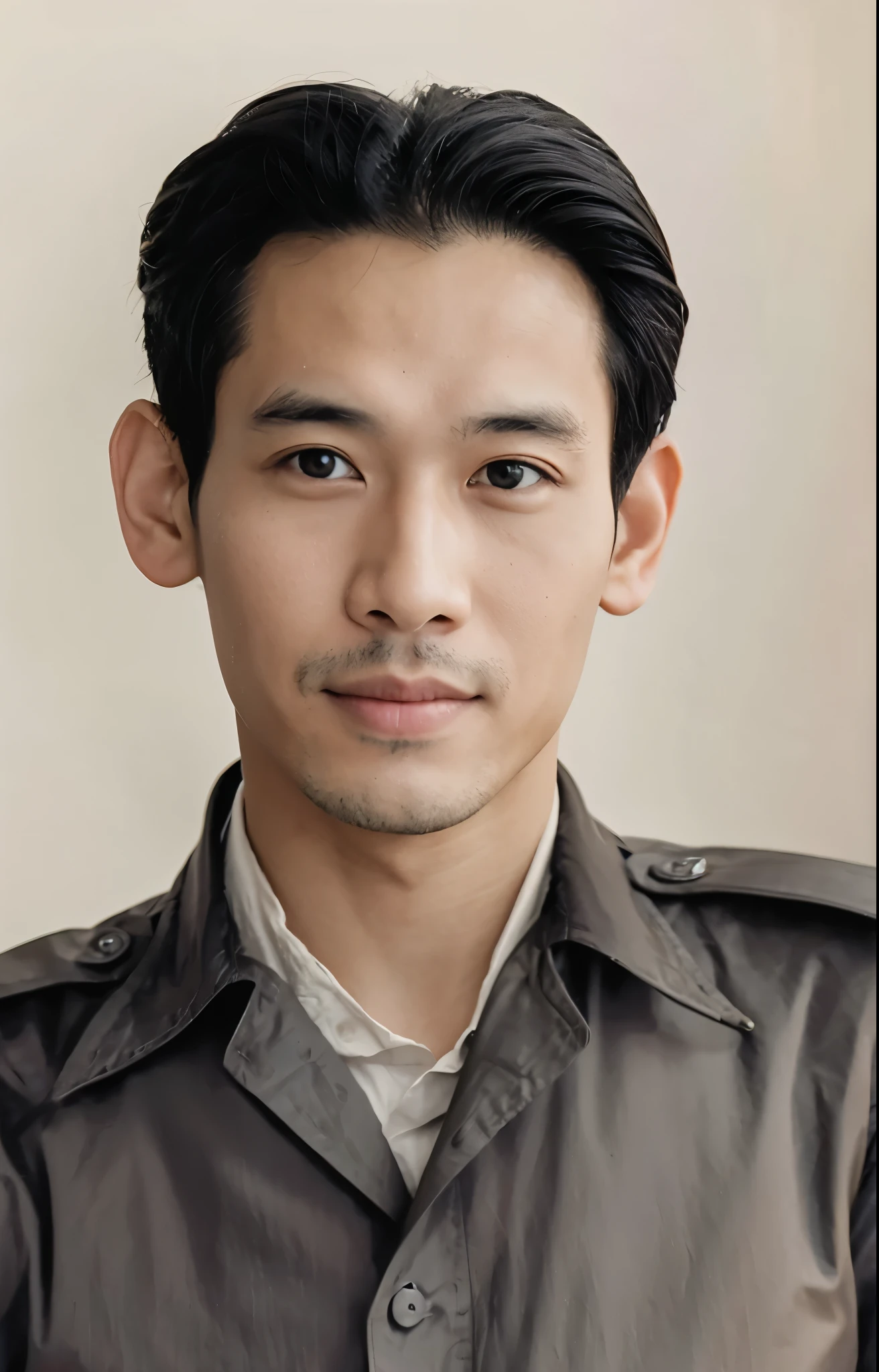 Potrait an asian man wearing black shirt
