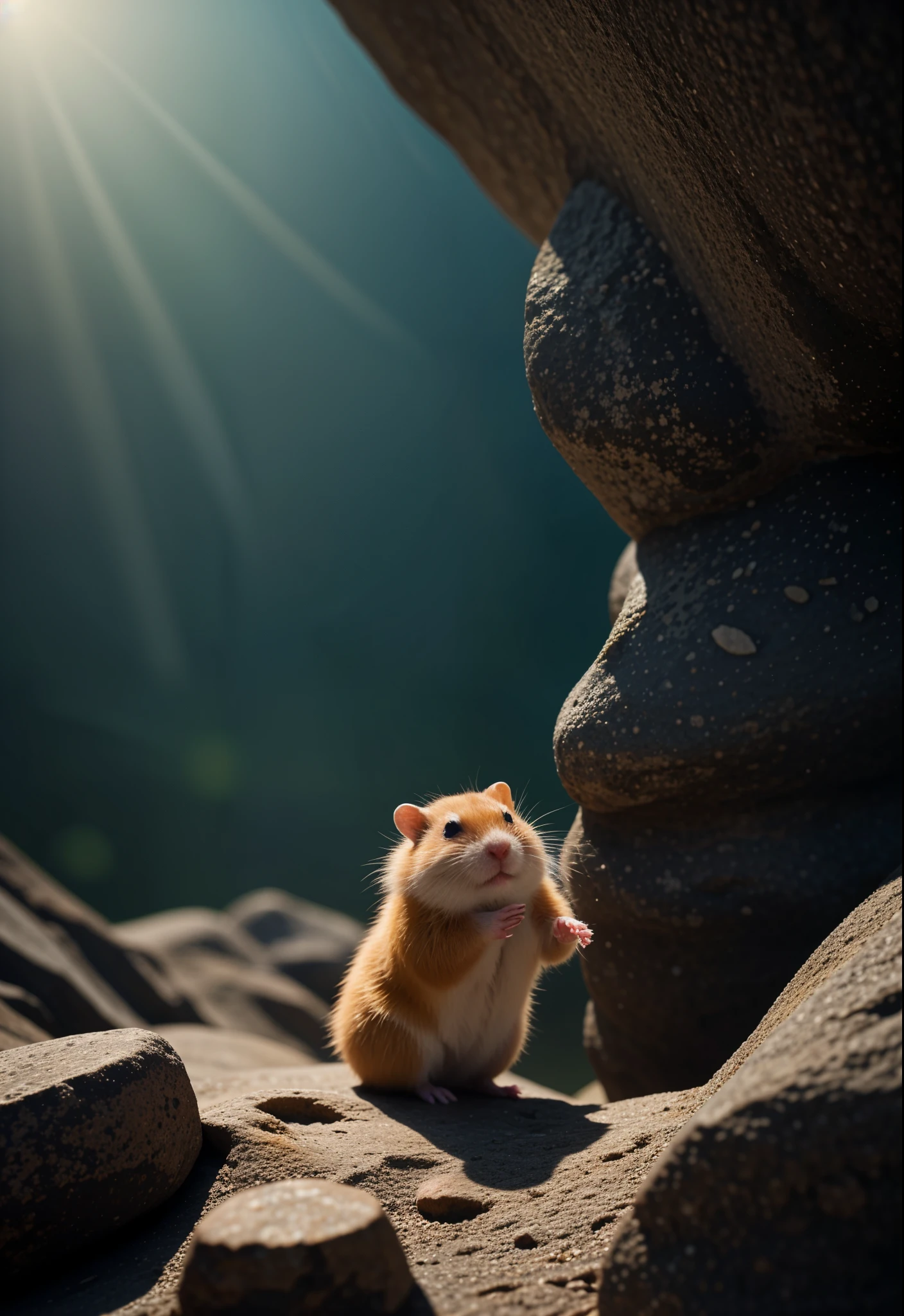 In a capricious realm of the imagination, a brave hamster takes on the role of an intrepid adventurer, challenging the unknown with limitless curiosity and determination., high resolution, Premiado, 8K