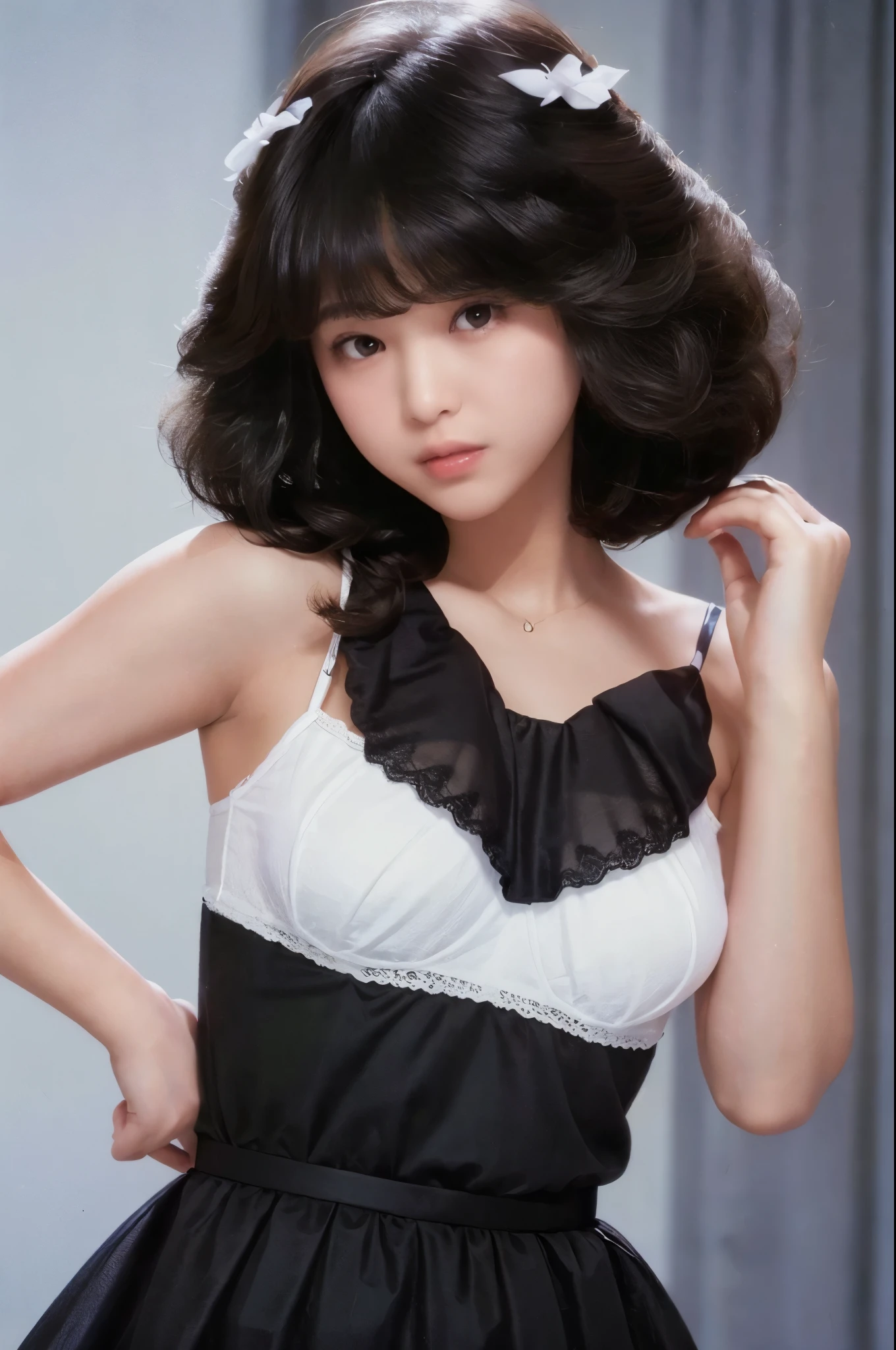 Panties, (Full body image:0.5), (bra:1.0),(Highly detailed CG 8k wallpaper, masterpiece, Highest quality, Super detailed), (Better lighting, Better Shadows, Very delicate and beautiful), Beautiful woman, Very sexy body, Detailed medium chest, Look straight into the camera, With a sexy look, (Black evening dress:1.3),living room
