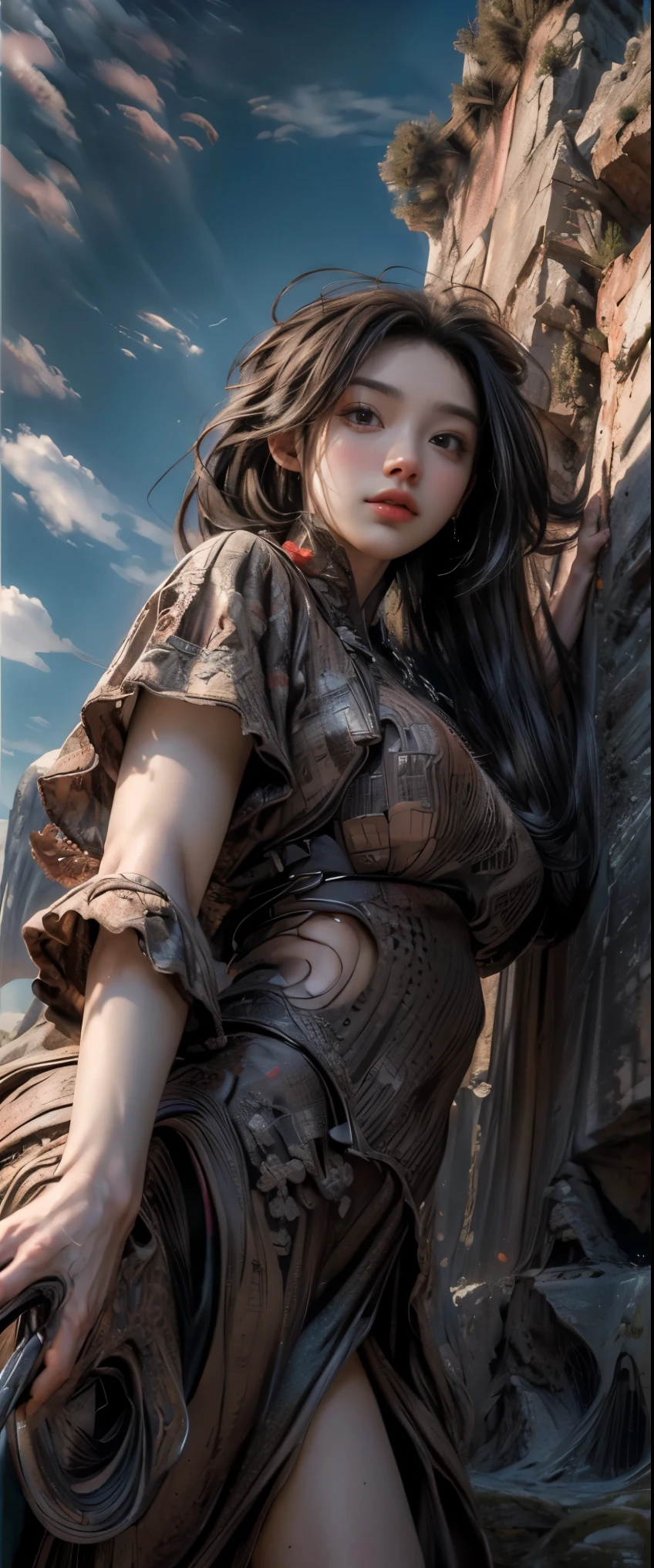 ((masterpiece, highest quality, Highest image quality, High resolution, photorealistic, Raw photo, 8K)), (Ultra Wide Angle:1.8), (View from below:1.3),