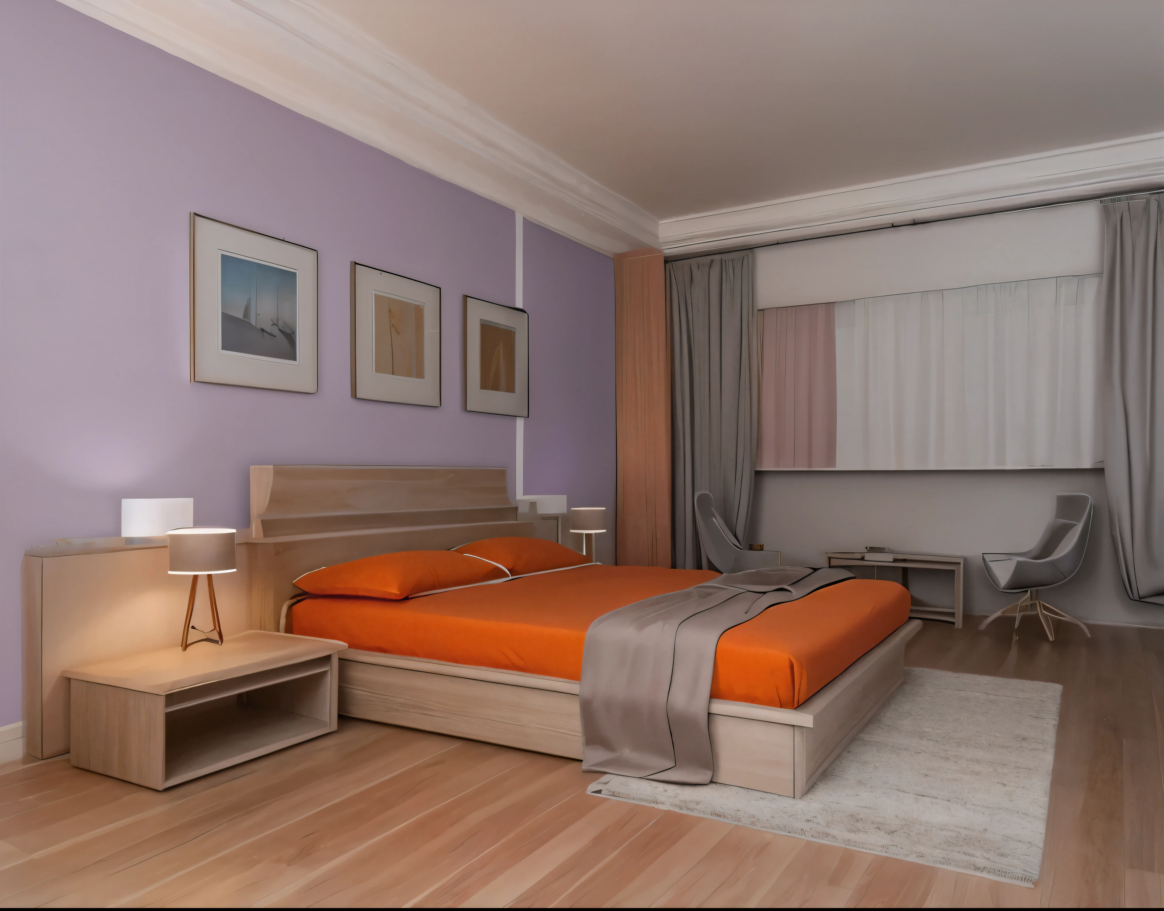 wall purple color, modern style