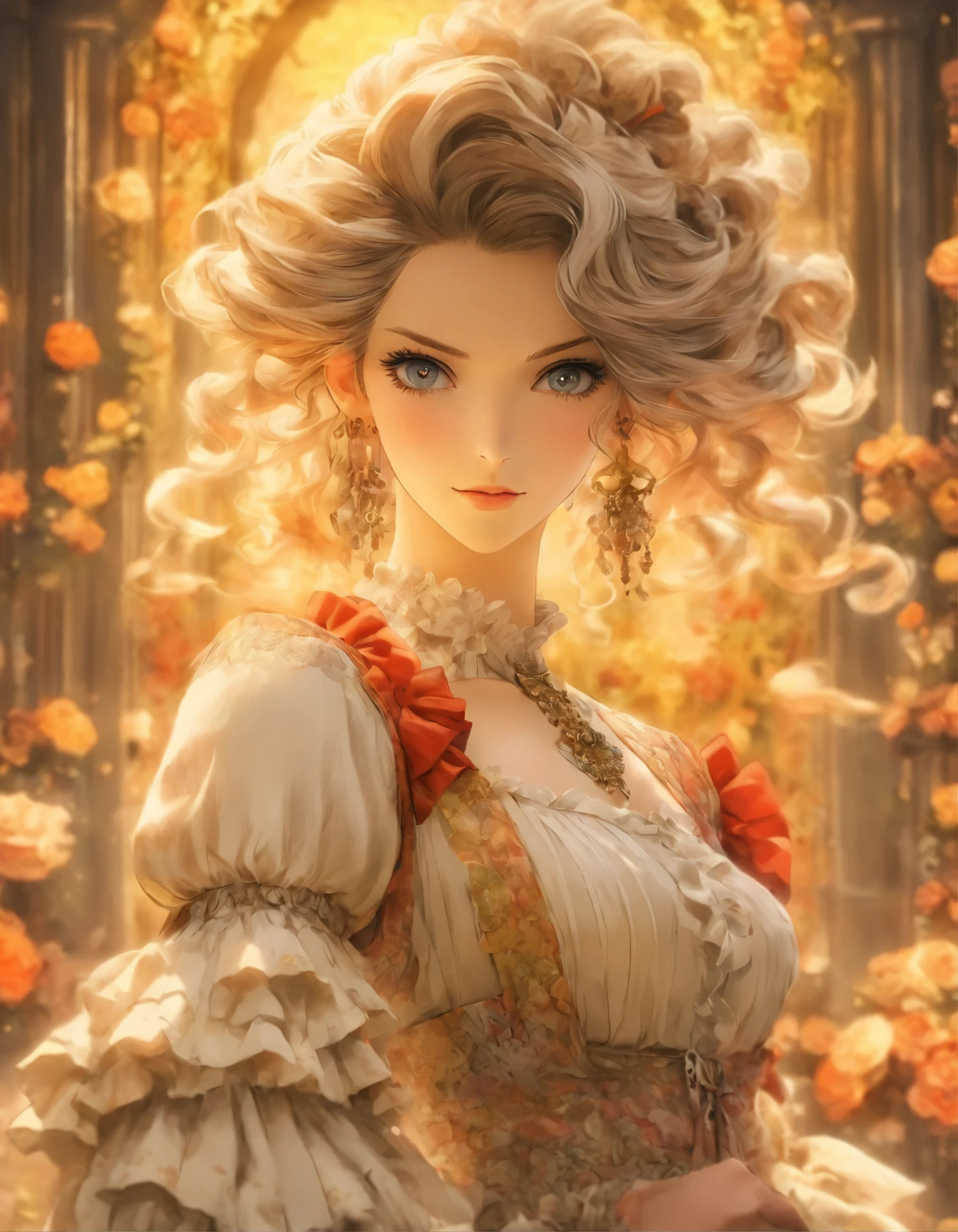 a drawing of a woman in a dress and stockings holding a purse, an anime drawing by Ayami Kojima, pixiv, rococo, boris valejo. octopath traveler, boho chic | | very anime!!!, highly detailed exquisite fanart, beautiful drawing style, ”beautiful anime woman, beautiful illustration, highly detailed character design, wearing an ornate outfit