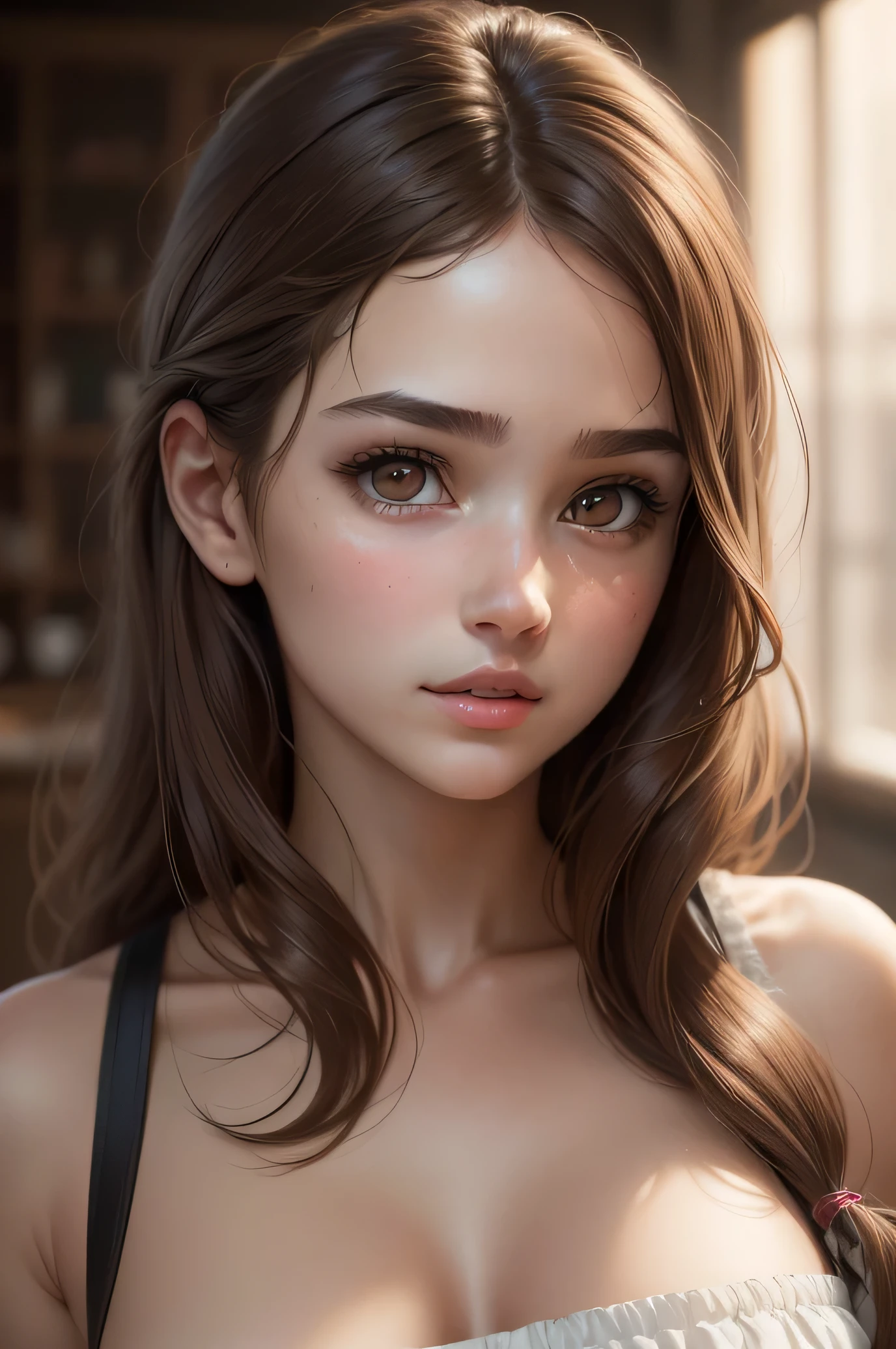 (best quality,masterpiece:1.2),(realistic:1.2),1 girl,brown hair,brown eyes,front,detailed face,beautiful eyes