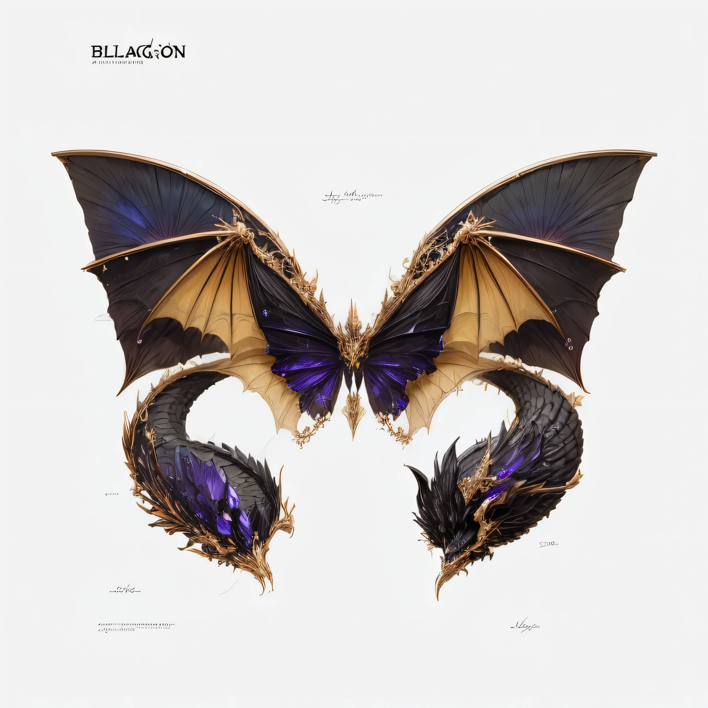 black dragon element，bat dragon wings，
