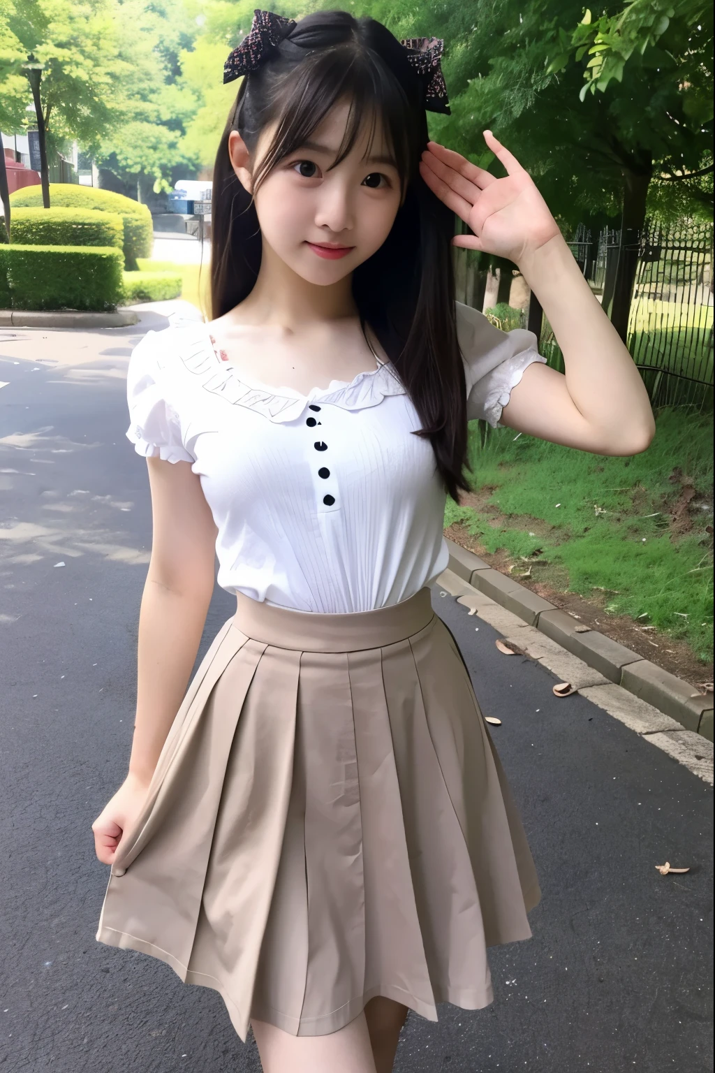 two girls, two girls, pretty girl、, smile, summer mini dress, A skirt that flips in the wind、hair blowing in the wind、thighs, panties、8k, masterpiece, high detail, high quality, High resolution, 最high quality,