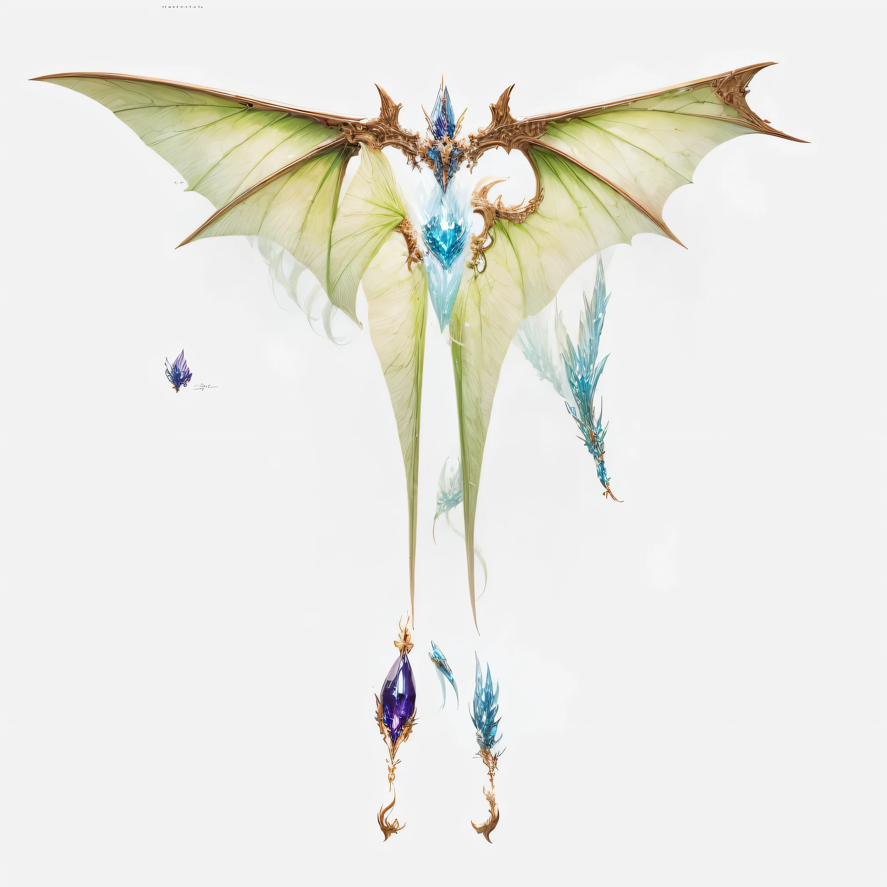 Ice dragon element，bat dragon wings，