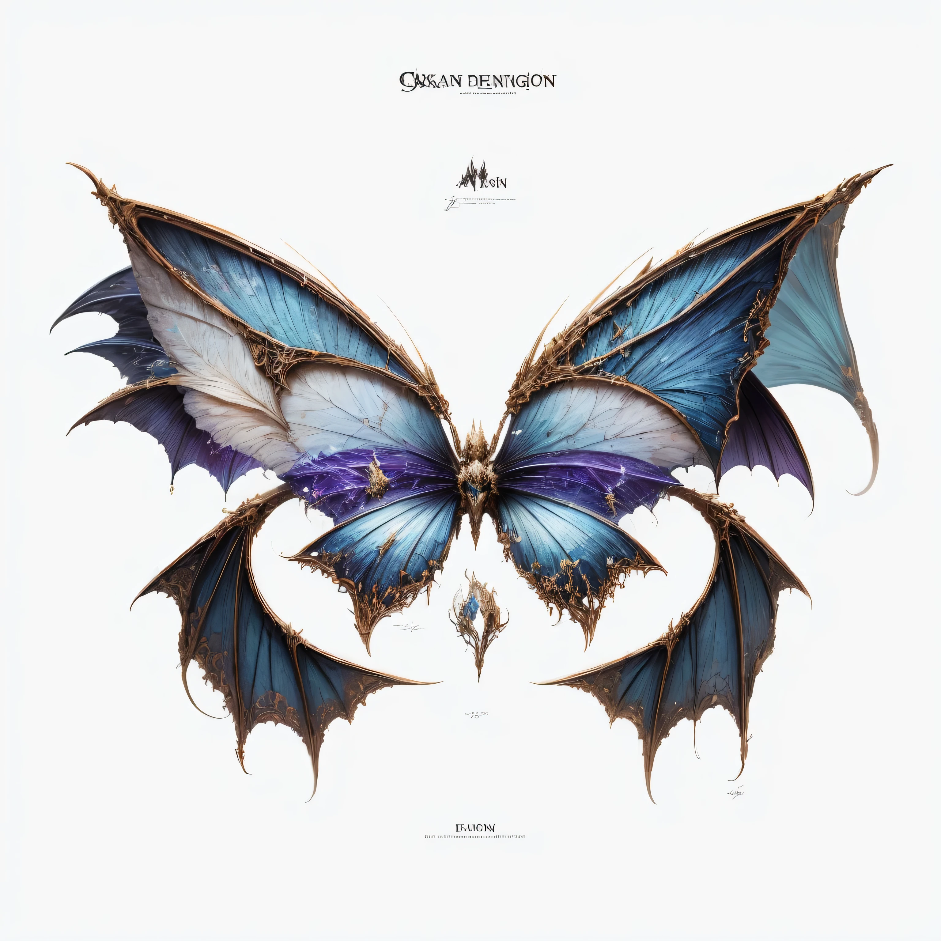 Skeleton dragon element，skeleton，bat dragon wings