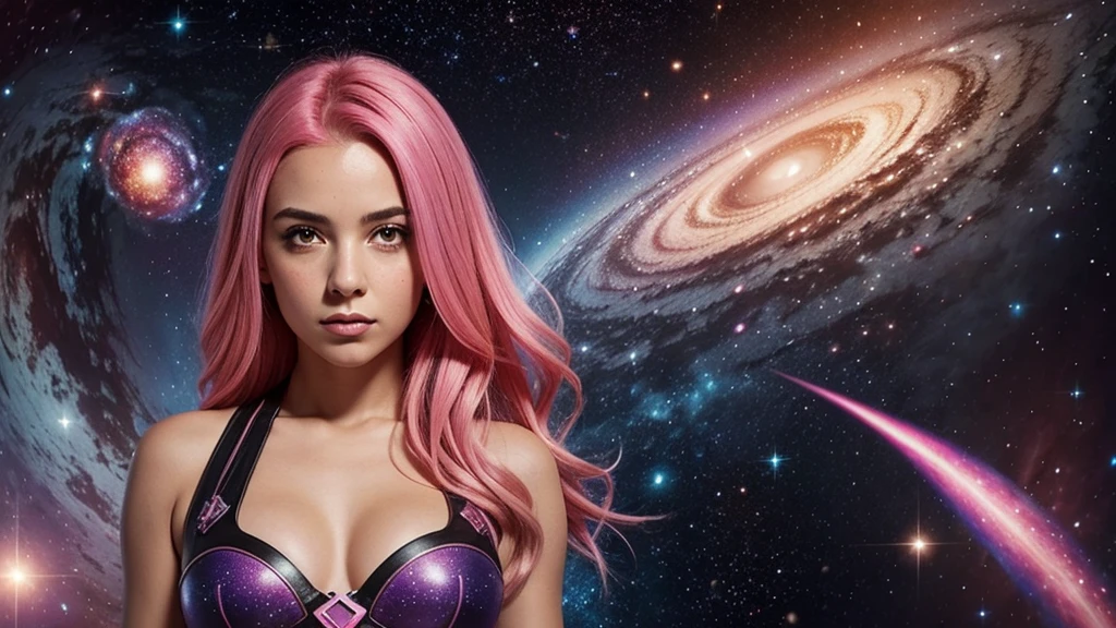 1girl, star mage, pink hair maria chiquinha, cosmic comets,