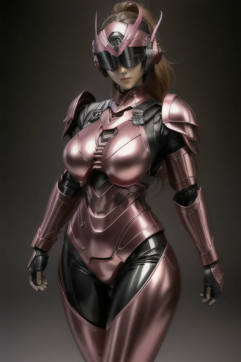 female robocop solo、Armor that completely covers the whole body、very large armor、Helmet covering the head、Eyes hidden by thin straight goggles:1.3、The lower half of the face is raw々New:1.5、The lower half of the face is exposed、luscious lips、orange metallic armor、Armor that completely covers the chest、thin and long legs、Vibrant Posel Body View,big and full breasts:1.5, (sports body:1.5)、five fingers、Photos in the city