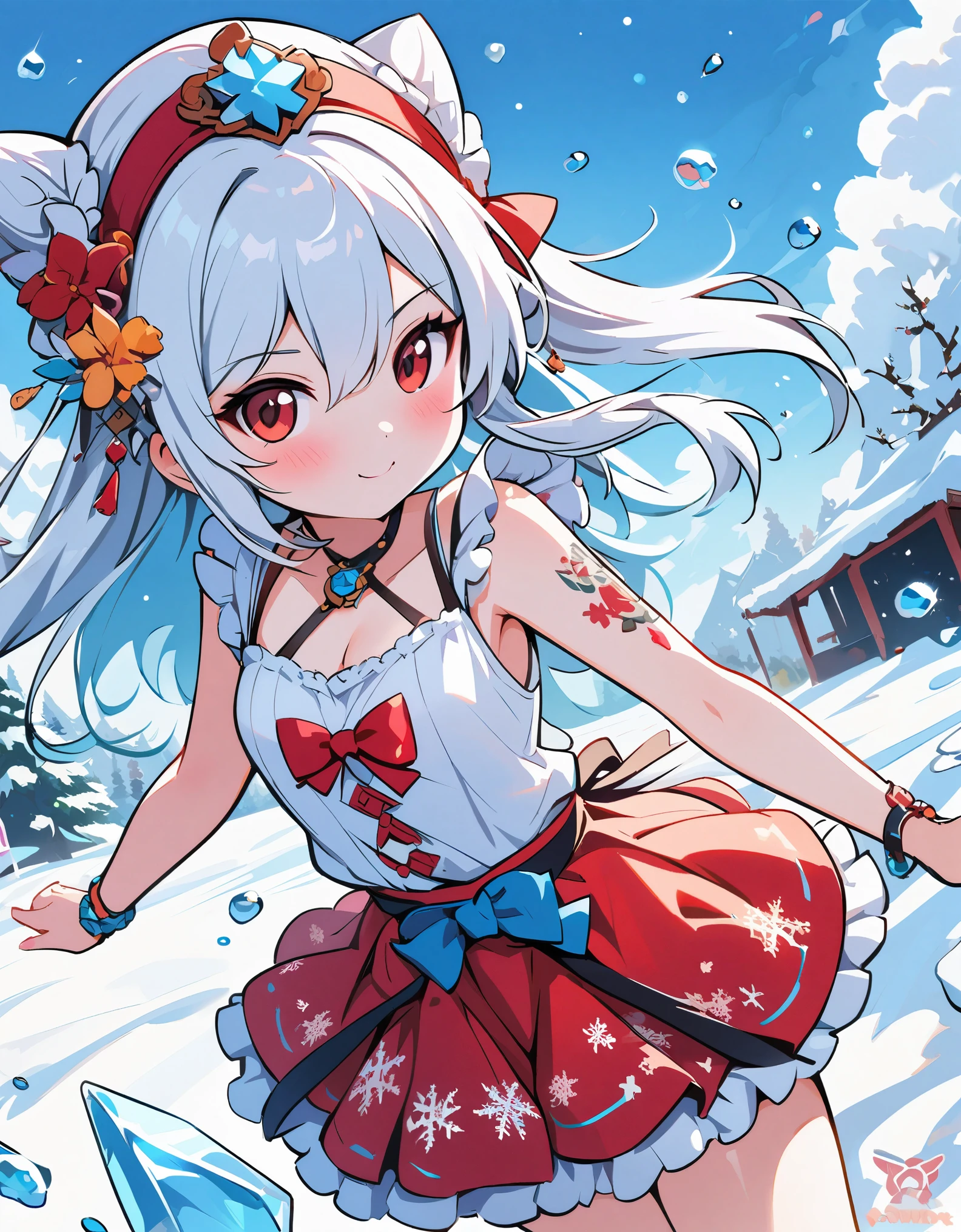 masterpiece,best quality,1girl,loli,Traptrix,snowflake,white hair,Tattoos,Ice sculpture,