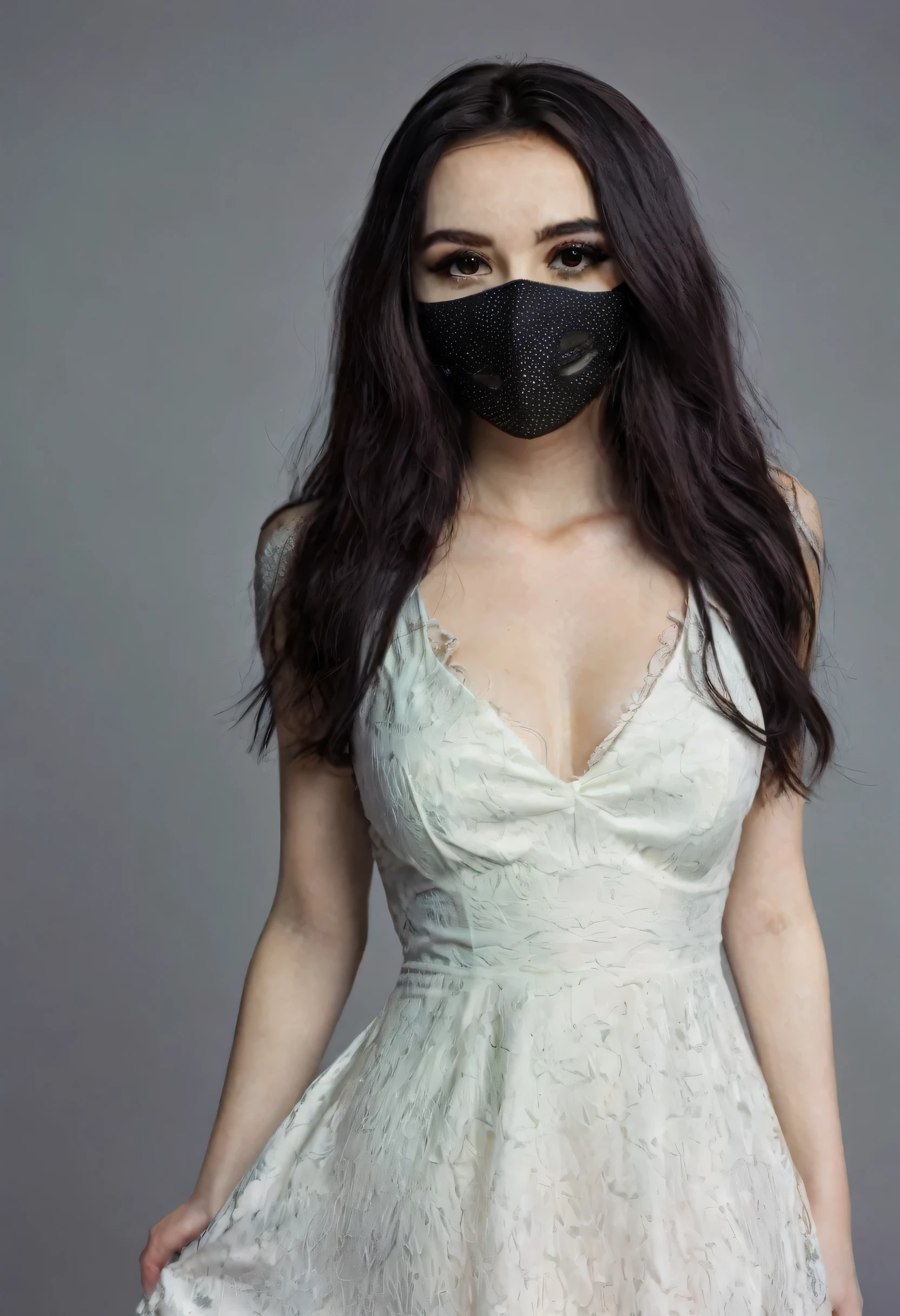 1girl,black_eyes,black_hair,forehead,ground_vehicle,long_hair,looking_at_viewer,mask,motor_vehicle,mouth_mask,solo
((Extremely low quality photo, photo on iphone 5)),((((Raw photo, pale skin, raw real photo, extra tight dress)))